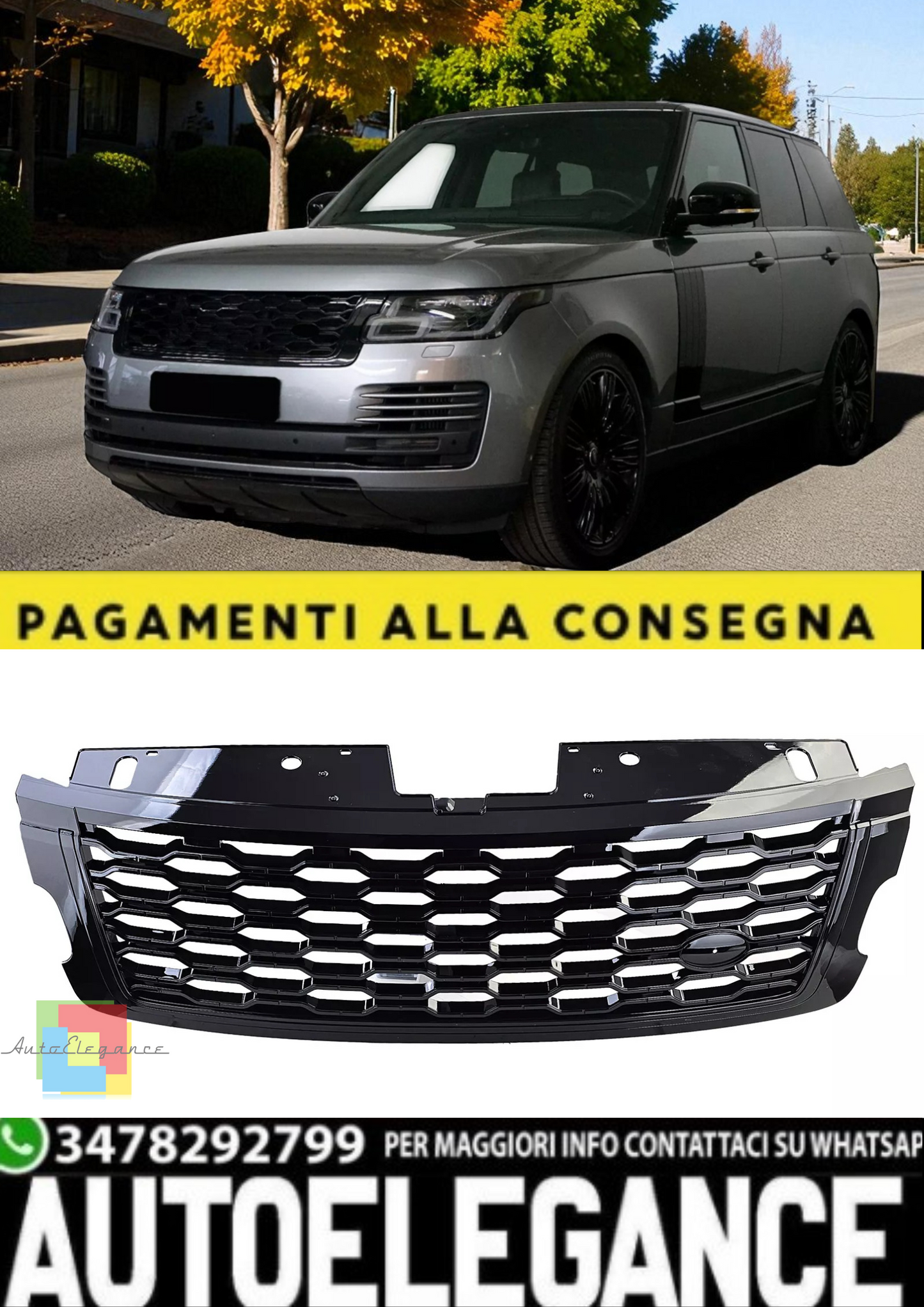 💫Griglia Sportiva Nero Lucido per Range Rover Vogue L405 2018–2022💫
