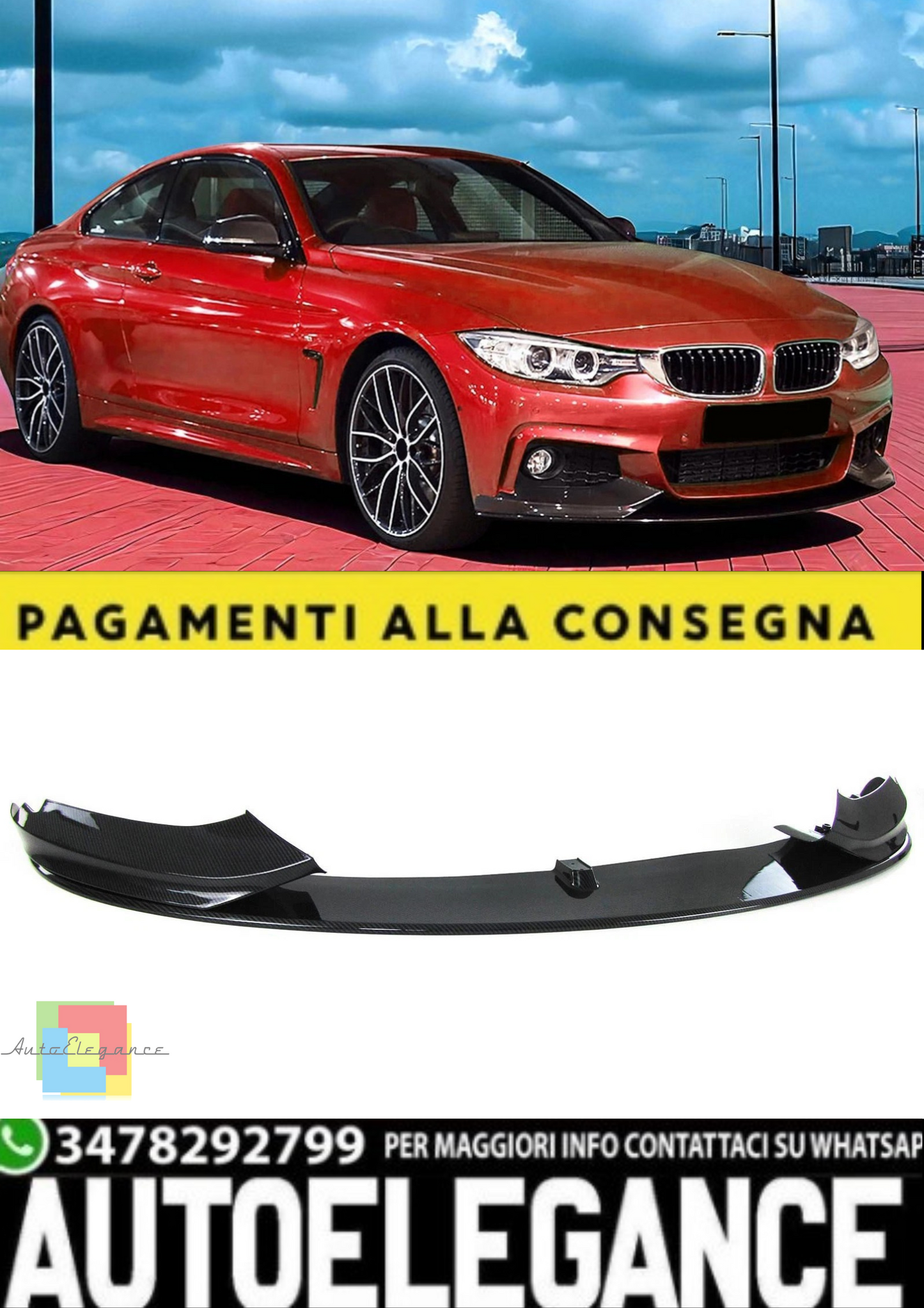 💫Spoiler Anteriore Labbro Paraurti Sport Look Carbonio per BMW Serie 4 F32 💫