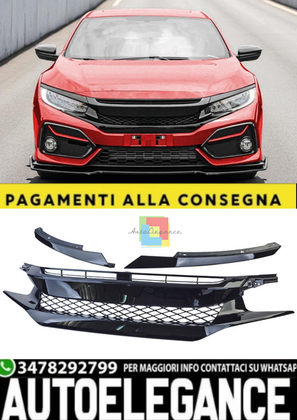 💫Griglia a Nido d'Ape Performance Nero senza Stemma per Honda Civic FK 💫