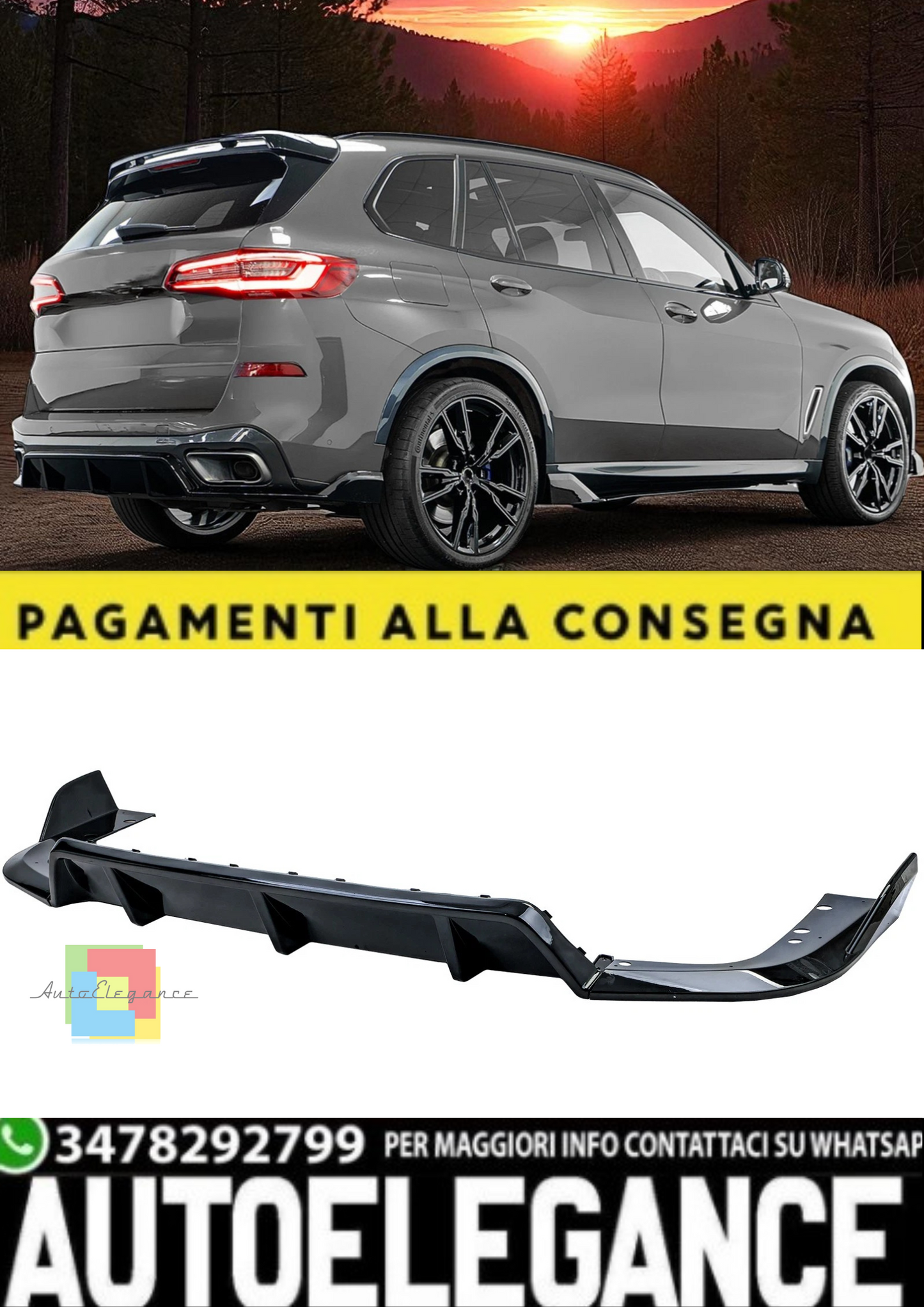 💫 Diffusore Posteriore Performance Nero Lucido per BMW X5 G05 (dal 2019)💫