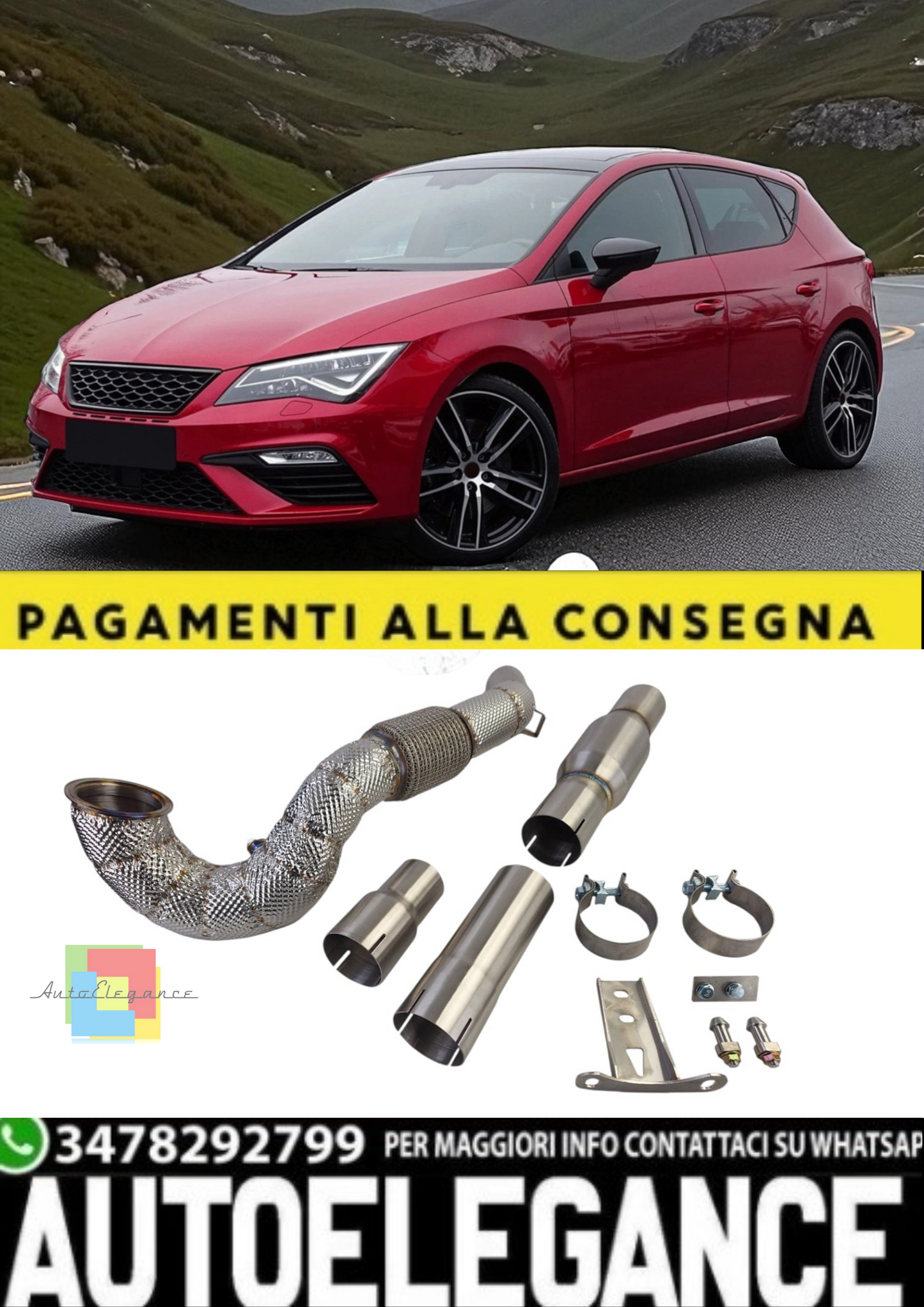 💫 Downpipe in Acciaio Inox per Seat Leon Cupra 1.8 TSI 5F (dal 2013)💫