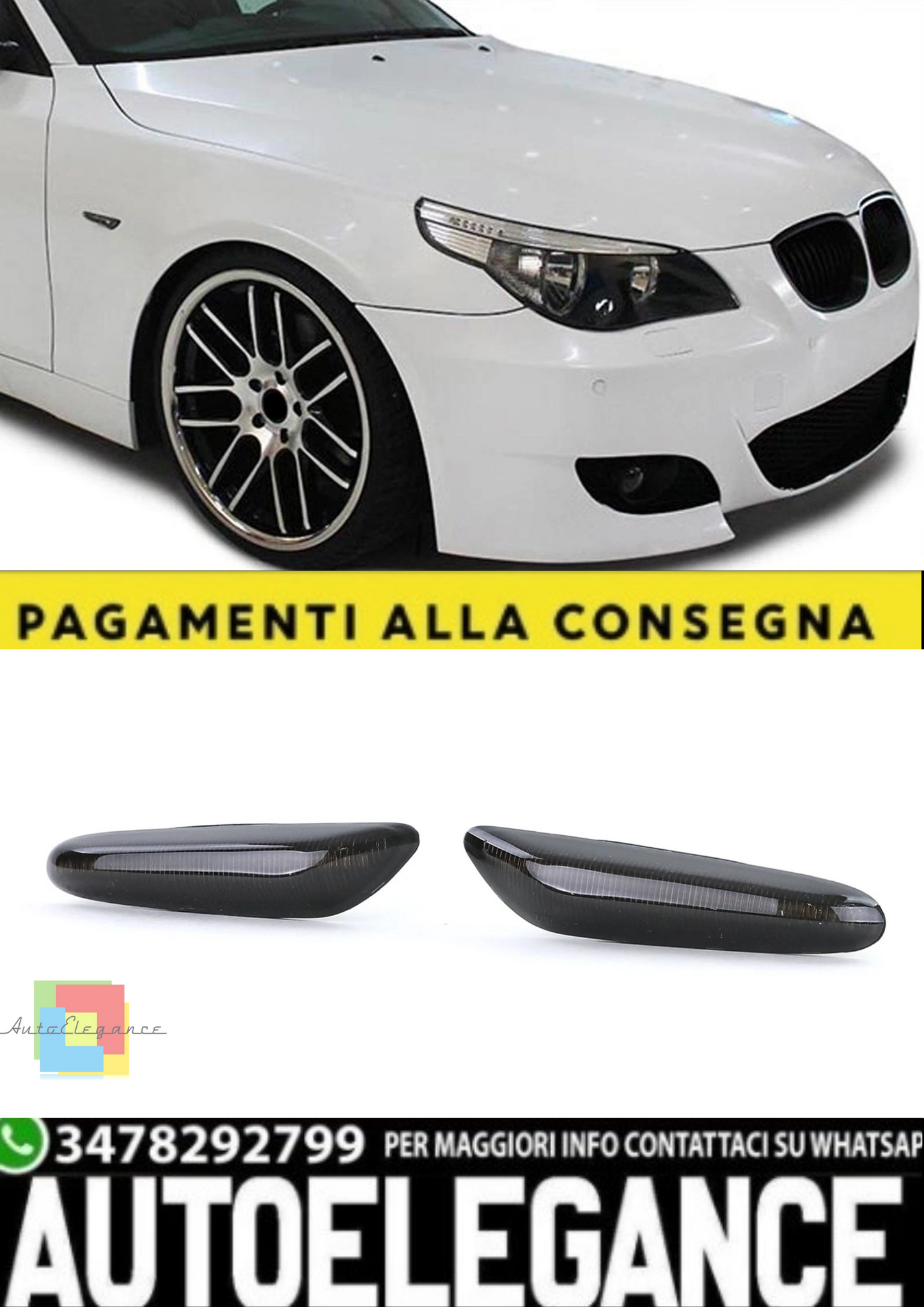 💫Indicatore di Direzione Laterale a LED Nero Fumo per BMW Serie 5 E60💫