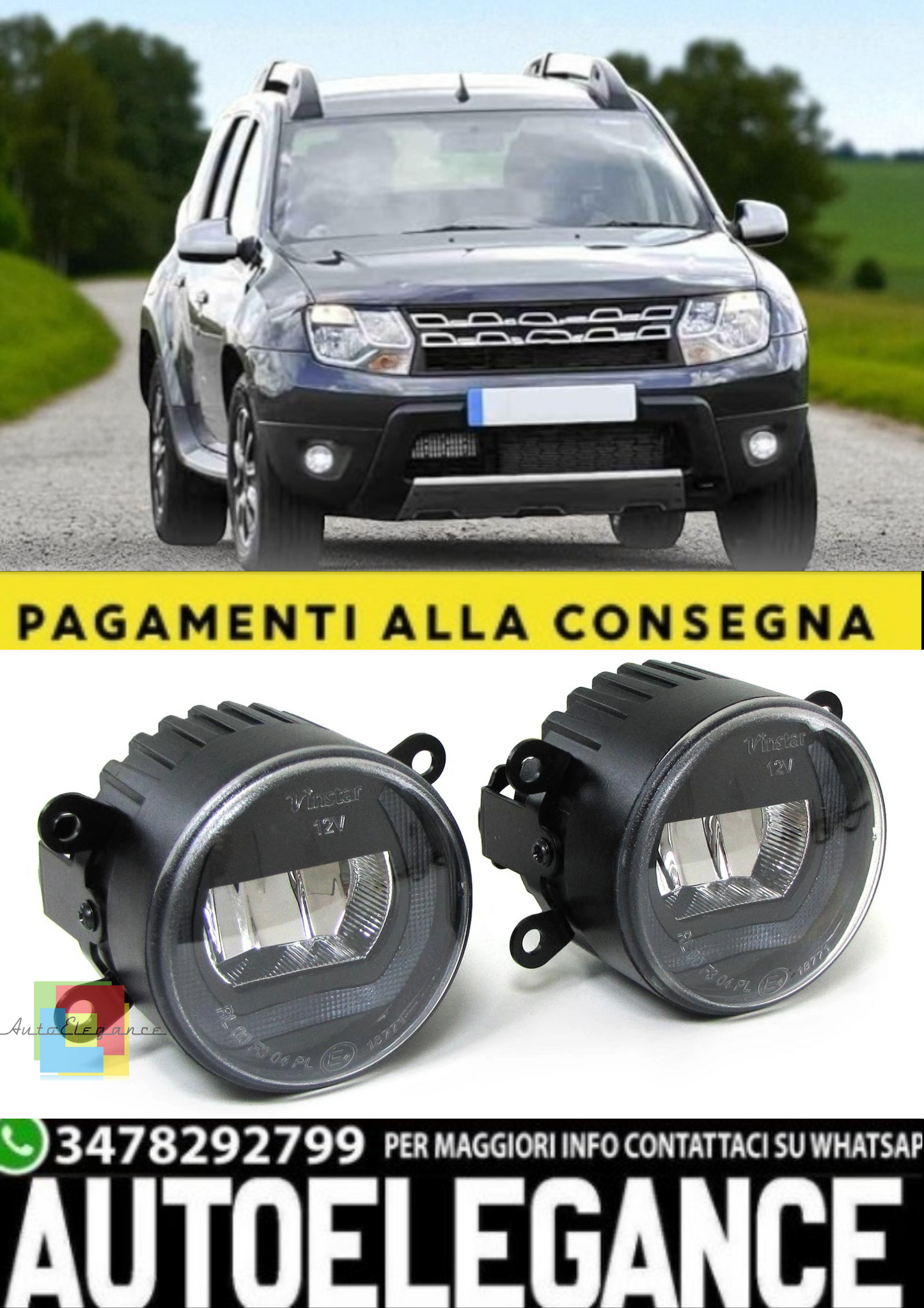 💫 Fendinebbia LED con Vetro Trasparente + DRL per Dacia Duster / Logan / 💫