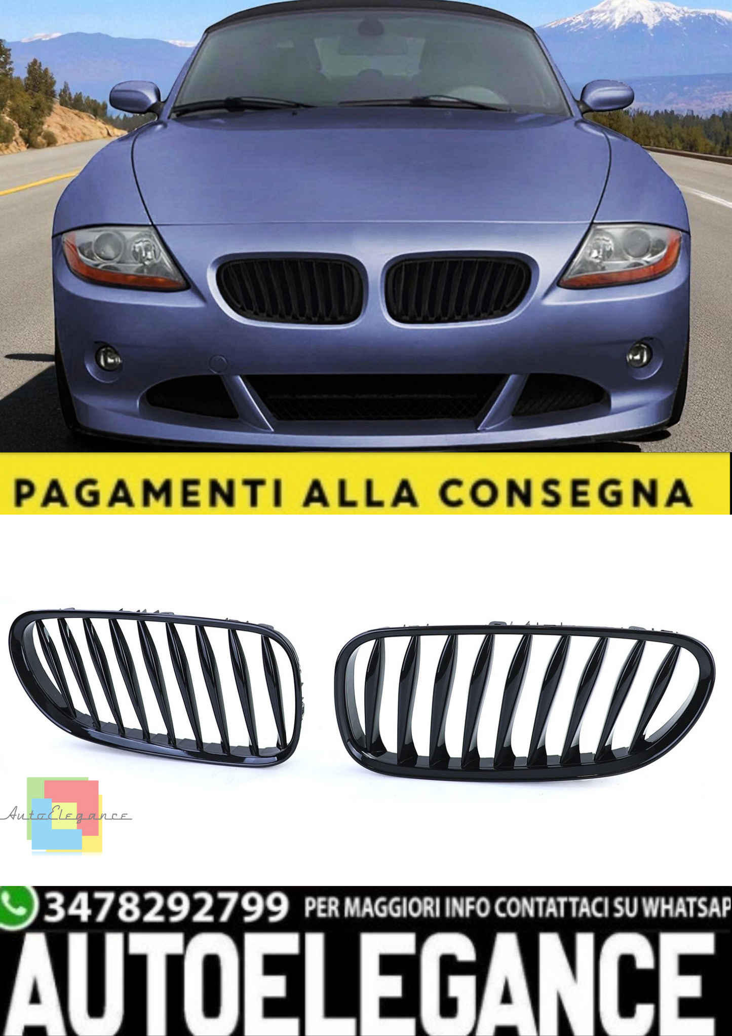🎀Griglia Sportiva Performance Nero Lucido per BMW Z4 E85 / E86 (2002–2009)🎀