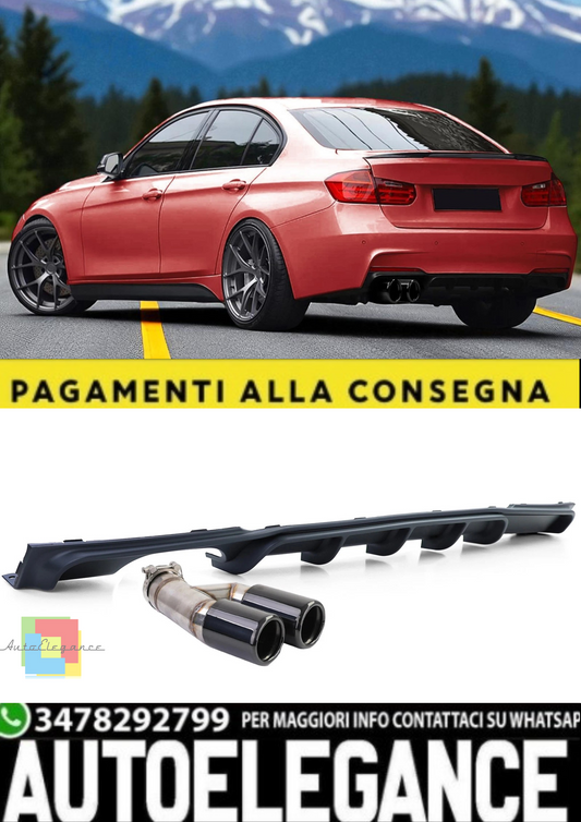 🎀 Diffusore Posteriore Opaco + Terminale di Scarico Nero per BMW Serie 3 F30 🎀