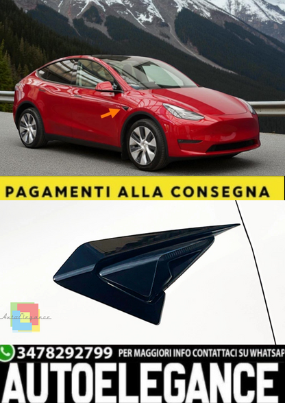 🎀Spoiler Bordi Telecamera Laterale Nero Lucido per Tesla Model 3🎀