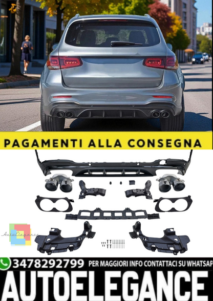 🎀Diffusore Posteriore Sport + Terminali di Scarico per Mercedes GLC X253 🎀