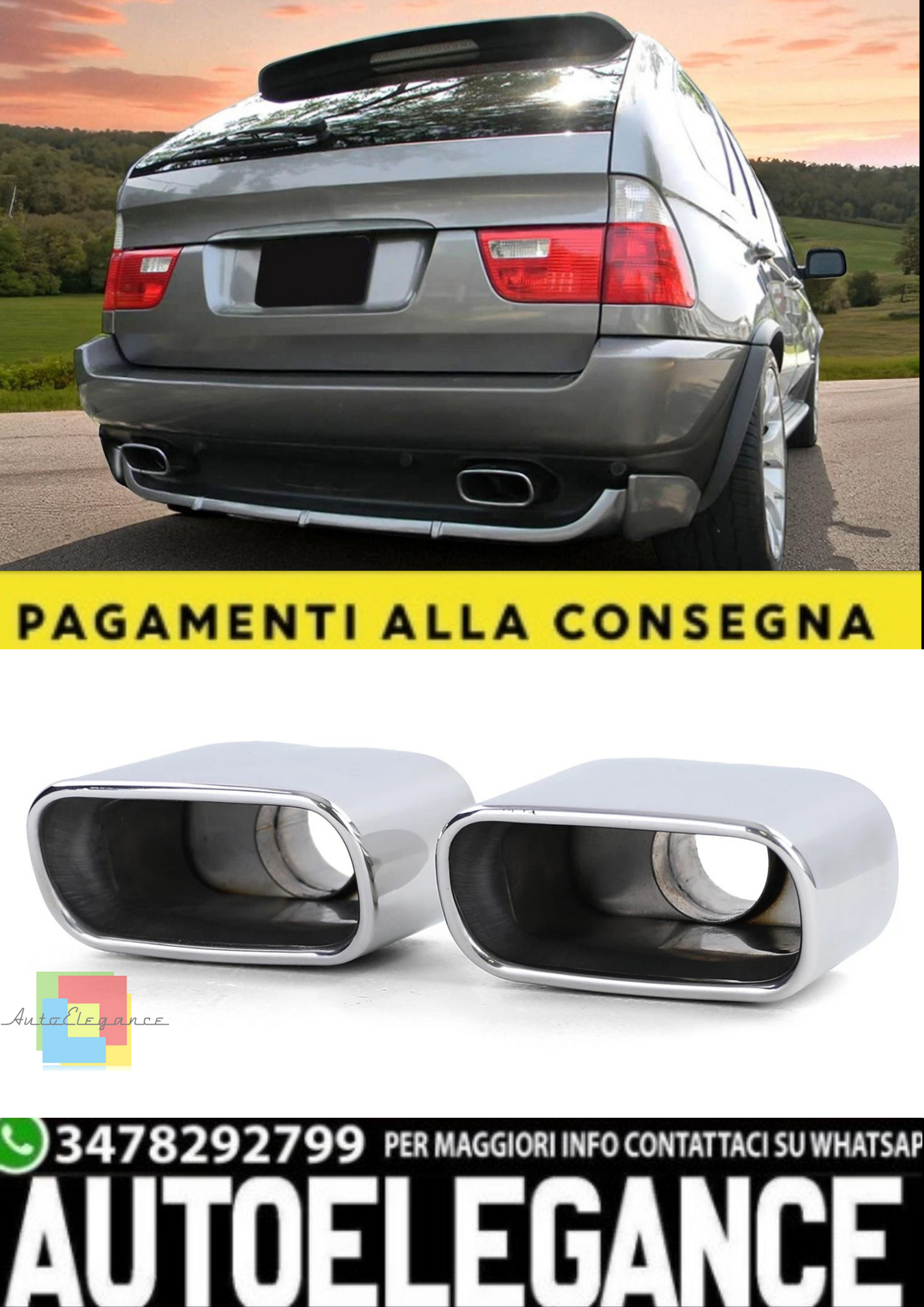 🎀Terminali di Scarico Sport Optik per BMW X5 E53 3.0i 1999-2006🎀