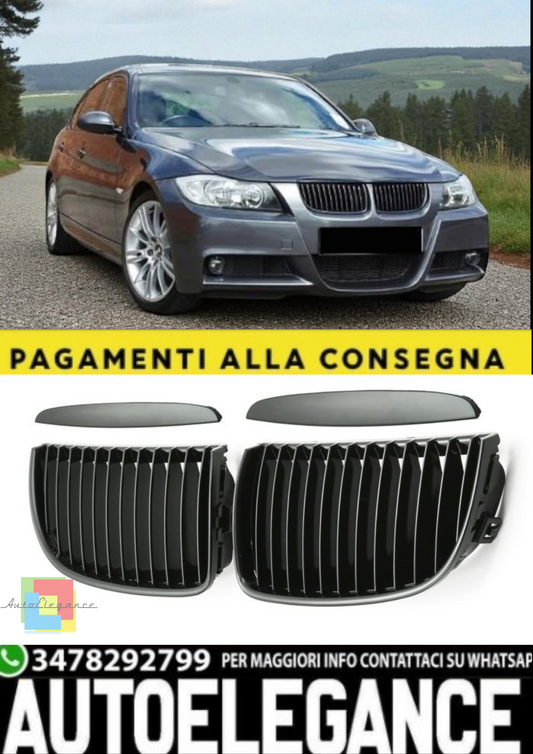🎀Griglia Sportiva Nero Lucido per BMW Serie 3 E90 E91 2005-2007🎀
