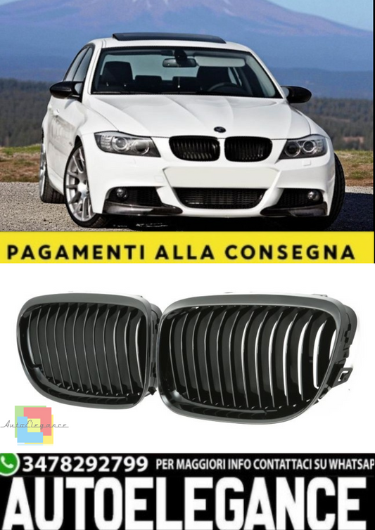 🎀Griglia Sportiva Nero Lucido per BMW Serie 3 E90 E91 LCI dal 2008🎀