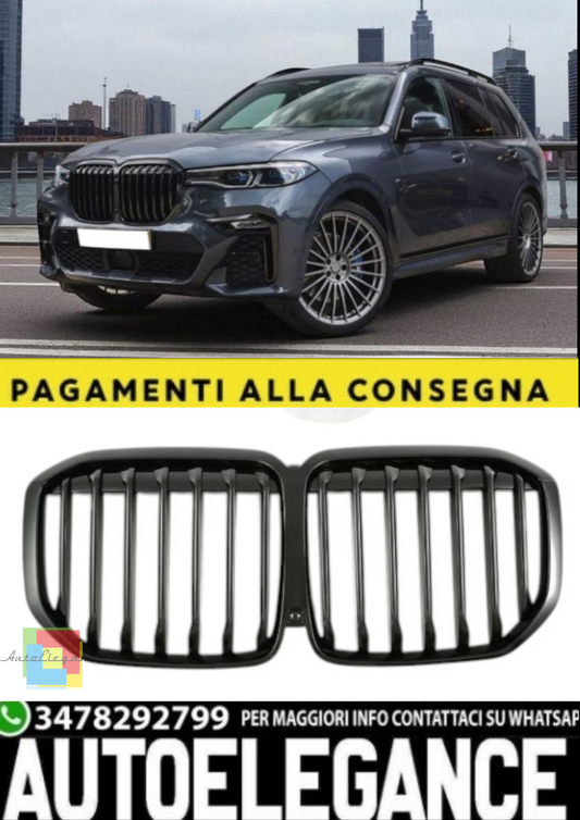 🎀Griglia Sportiva Nero Lucido a Barra Singola per BMW X7 G07 2019-2022🎀