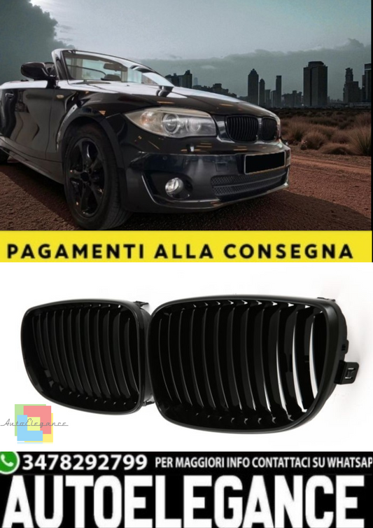 🎀Griglia Sportiva Nero Lucido a Barra Singola per BMW Serie 1 E87 LCI / E81 🎀