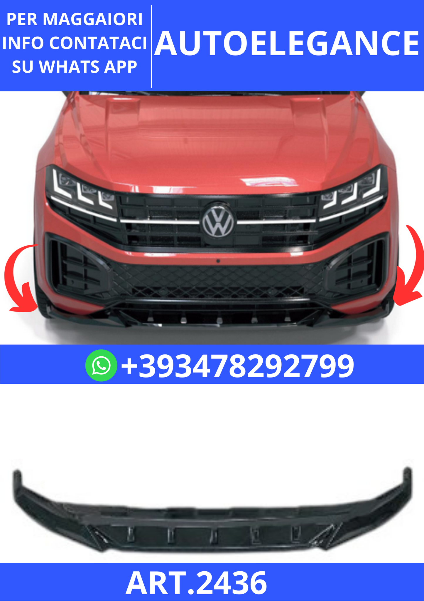 💫ART.2436 SPLITTER VOLKSWAGEN TOUAREG MK3 FACELIFT R-LINE 2024+💫