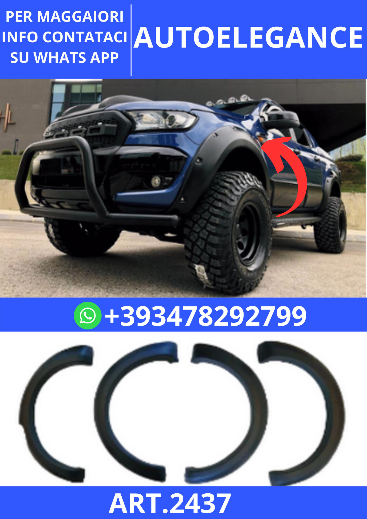 💫ART.2437 PARAFANGHI ALLARGATI F-RANGER T6 T7 T8 2012-2015  15-19  19-22💫
