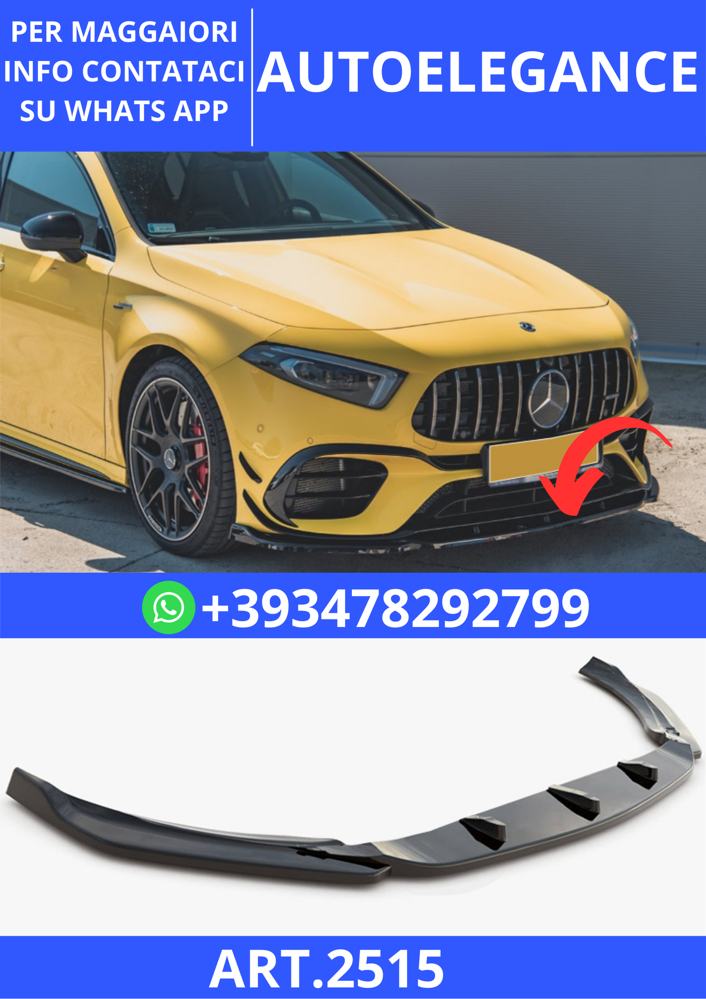 💫ART.2515 Splitter M. Benz W177 A45 2018+ A Plus A45 S Aero Pack V1💫