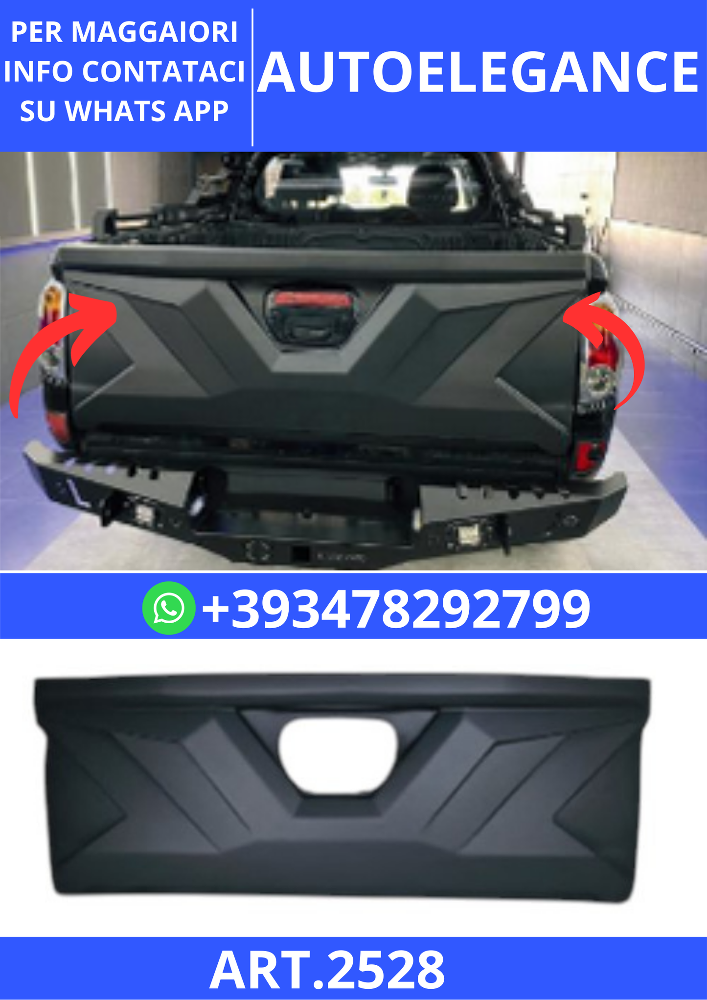 💫ART.2528 PORTELLONE POSTERIORE COMPRESO MITSUBISHI L200 TRITON 2010-2014💫