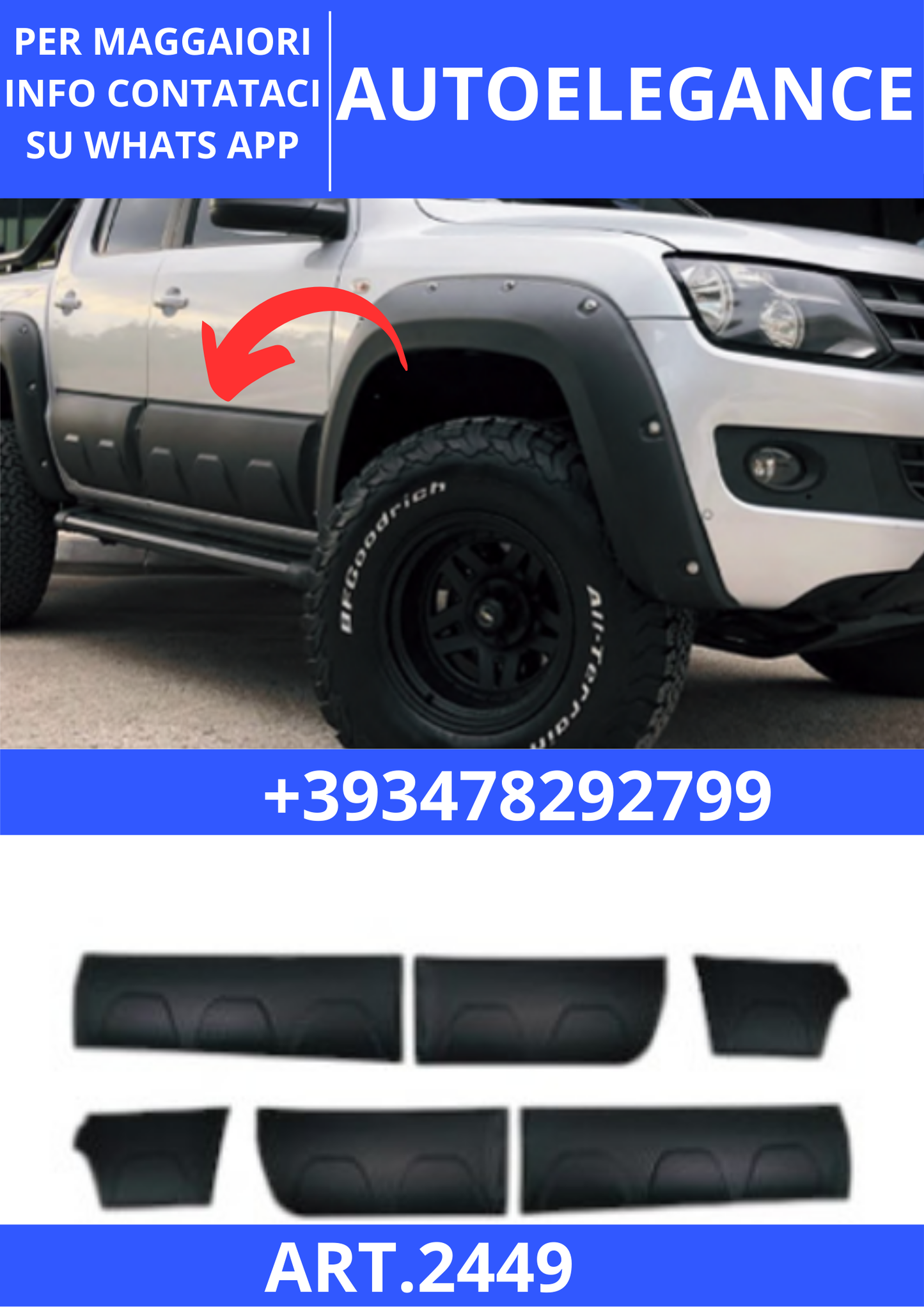 💫ART.2449 PROTEZIONE PORTIERE VW AMAROK MK1 2010-2016 / MK1 FACELIFT 2016-21💫