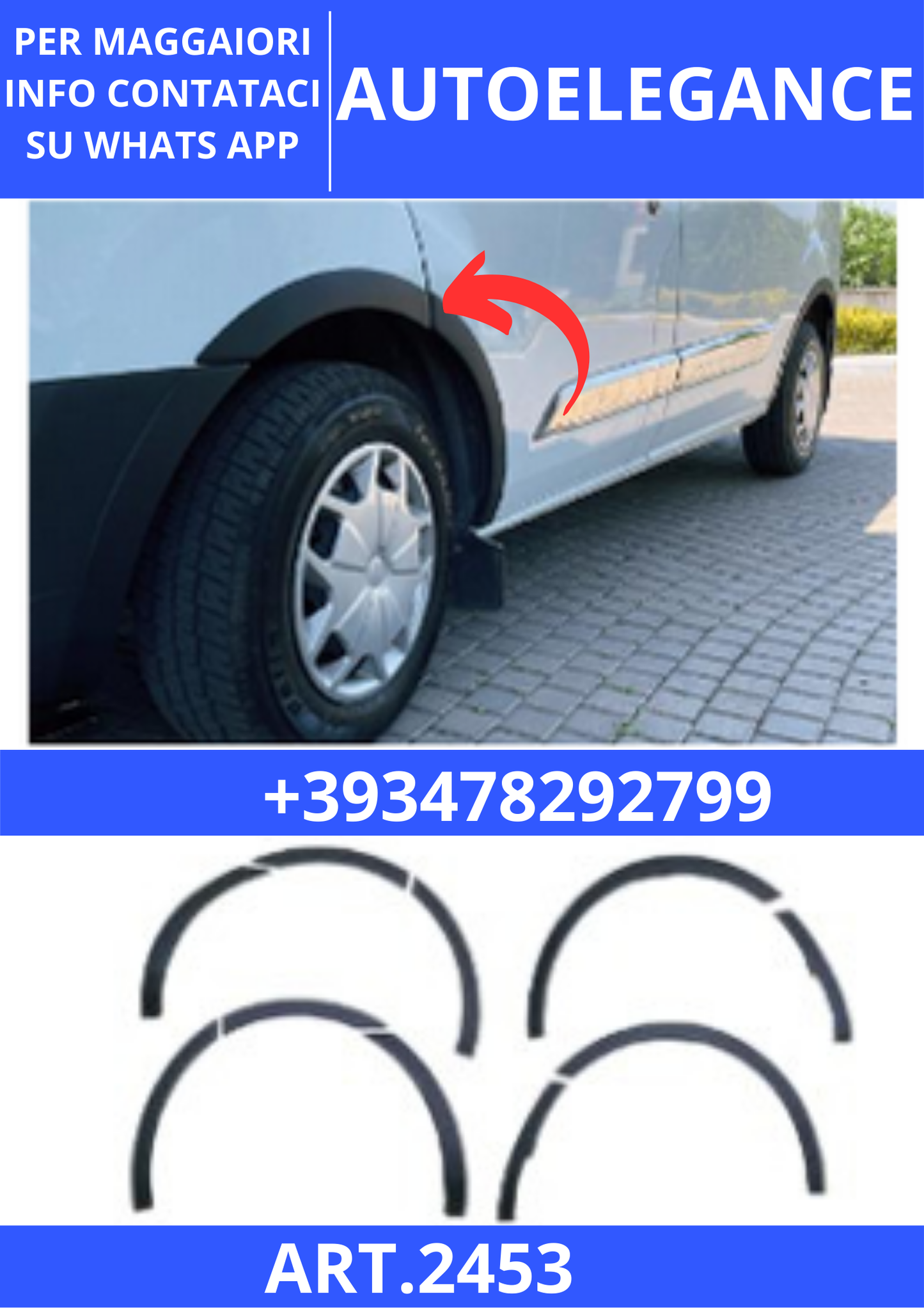 💫ART.2453 PARAFANGHI ALLARGATI FORD TRANSIT CUSTOM MK1 2012-2018💫