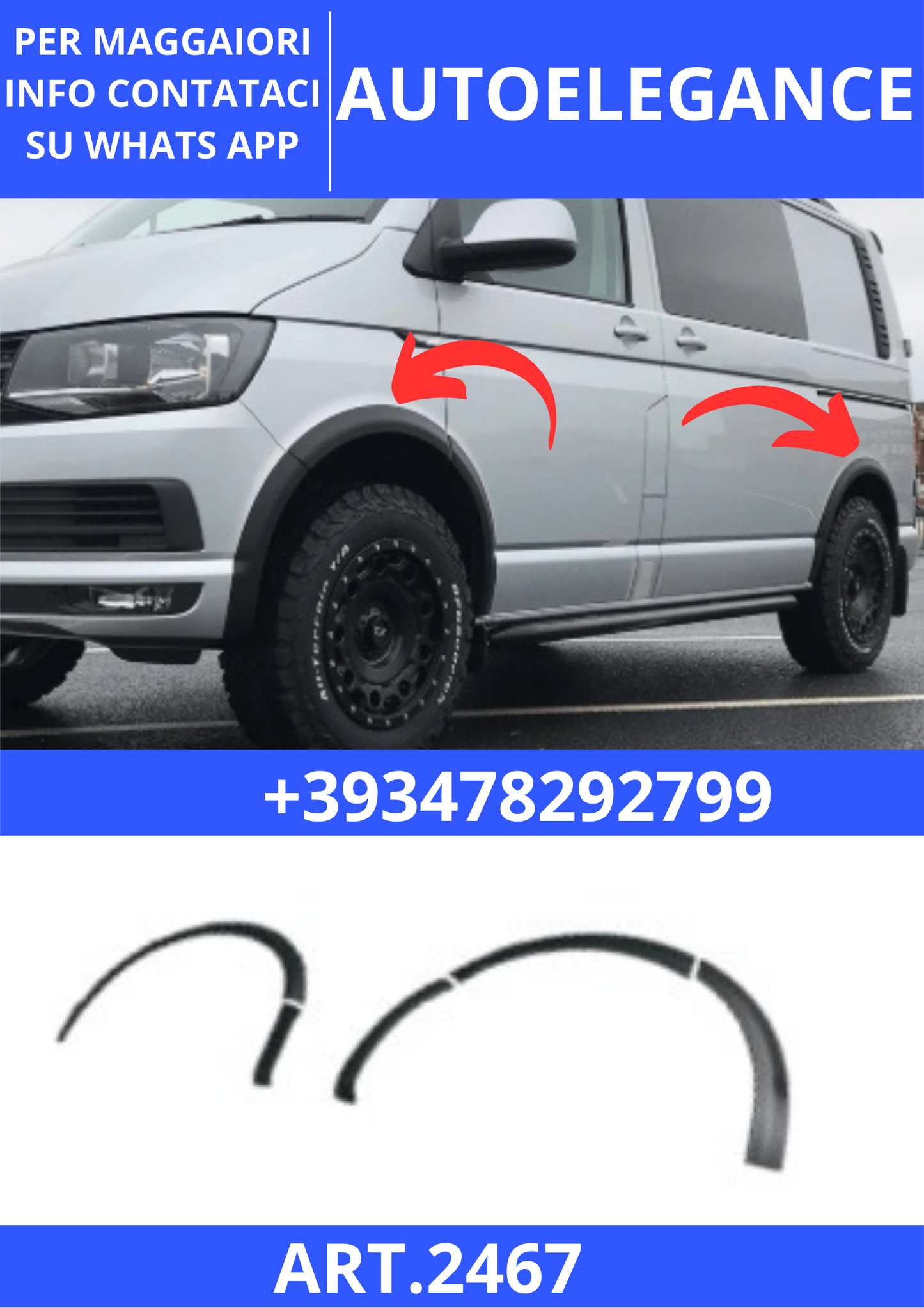 💫ART.2467 PARAFANGHI ALLARGATI VW TRANSPORTER T6.1 2019-2021💫