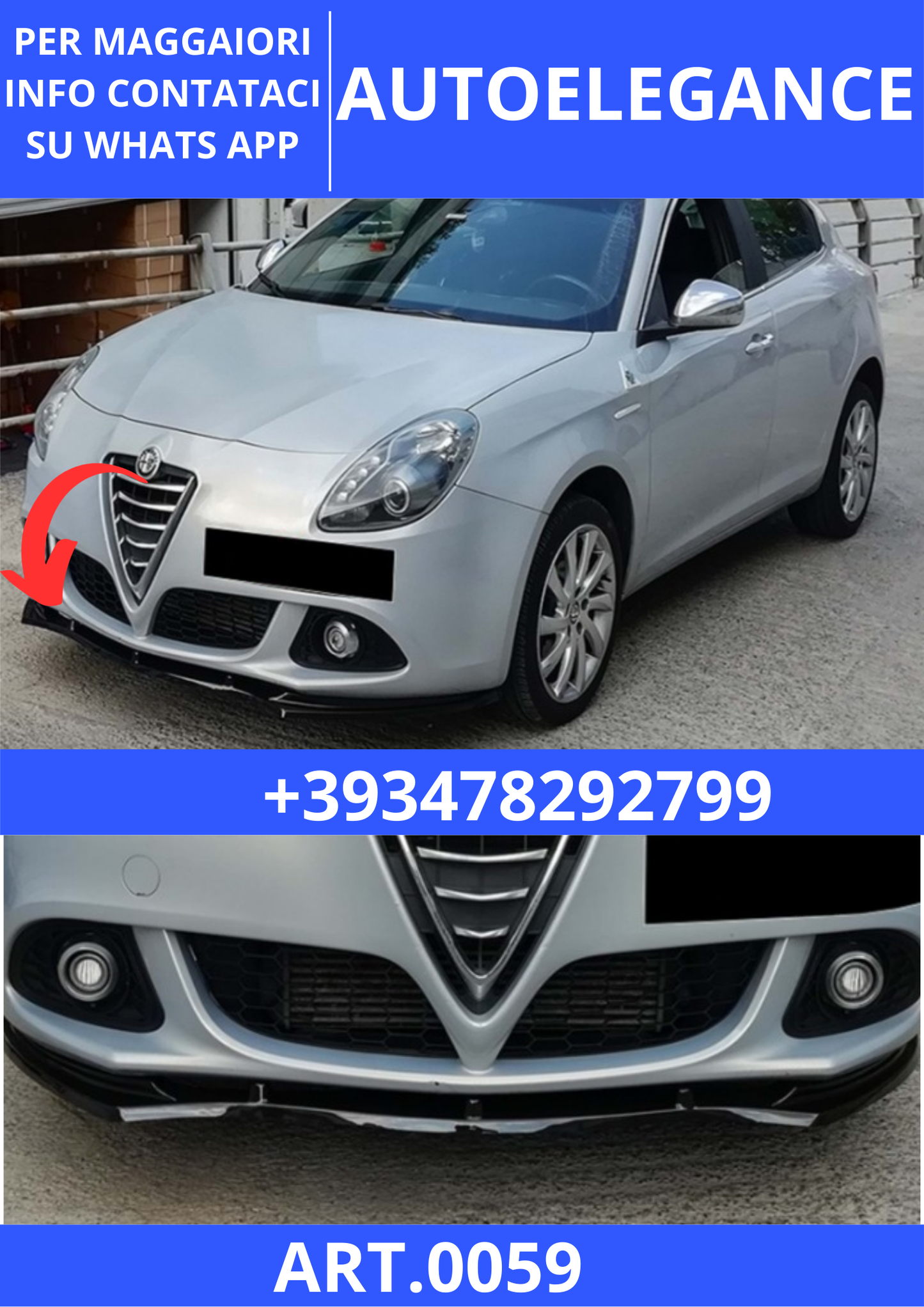 💫ART. 0059 SPLITTER ALFA ROMEO NERO LUCIDO (GIULIETTA) 2010+💫