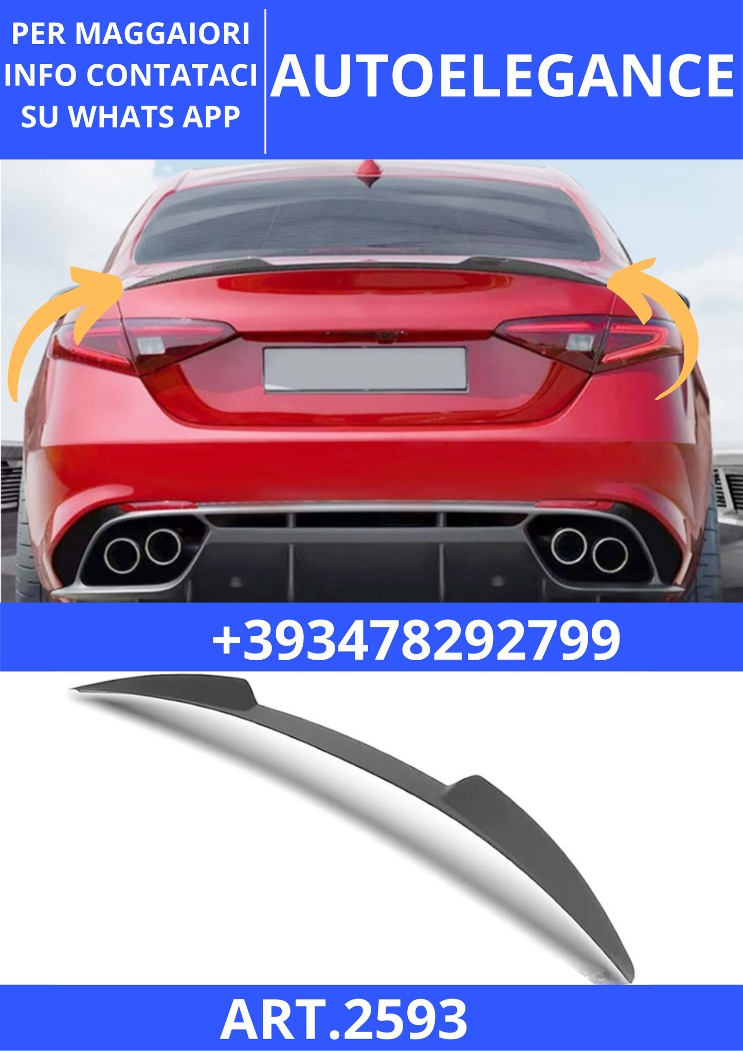 💫ART.2593 Spoiler A. Romeo Giulia 2018+ Quadrifoglio VQ V2 Style💫