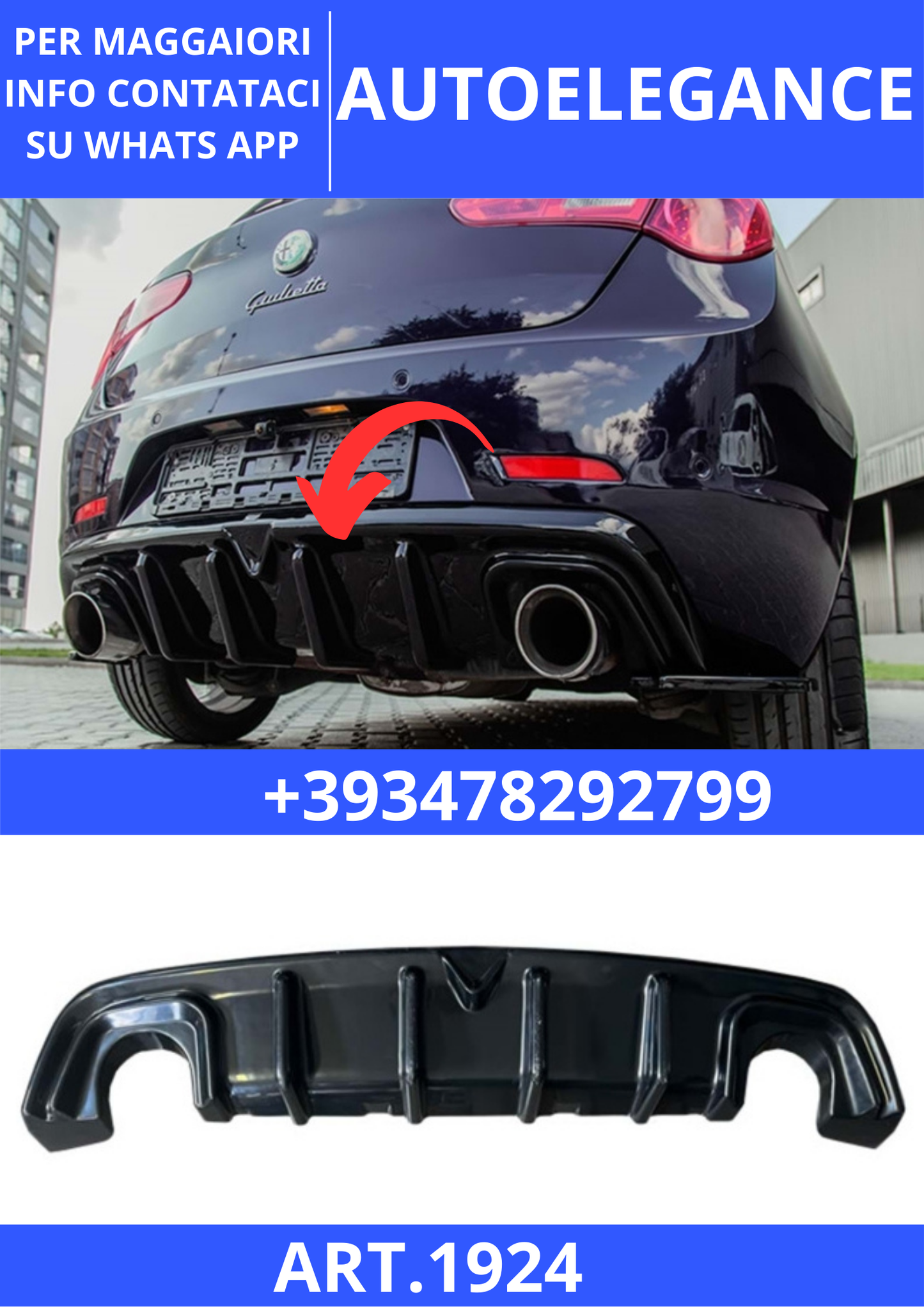 💫ART. 1924 DIFFUSORE GIULIETTA NERO LUCIDO LOOK TUNING💫