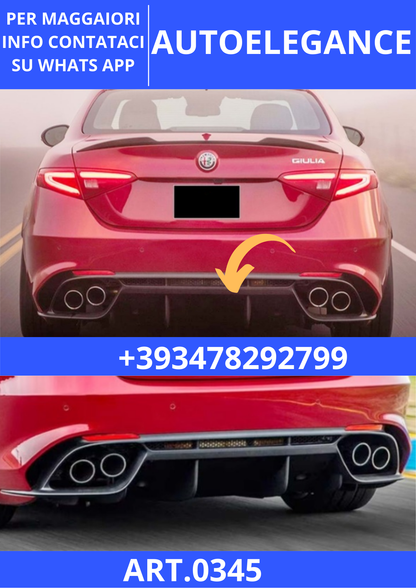 💫ART. 0345 DIFFUSORE GIULIA 2016-2021 QUADRIFOGLIO NERO LUCIDO💫