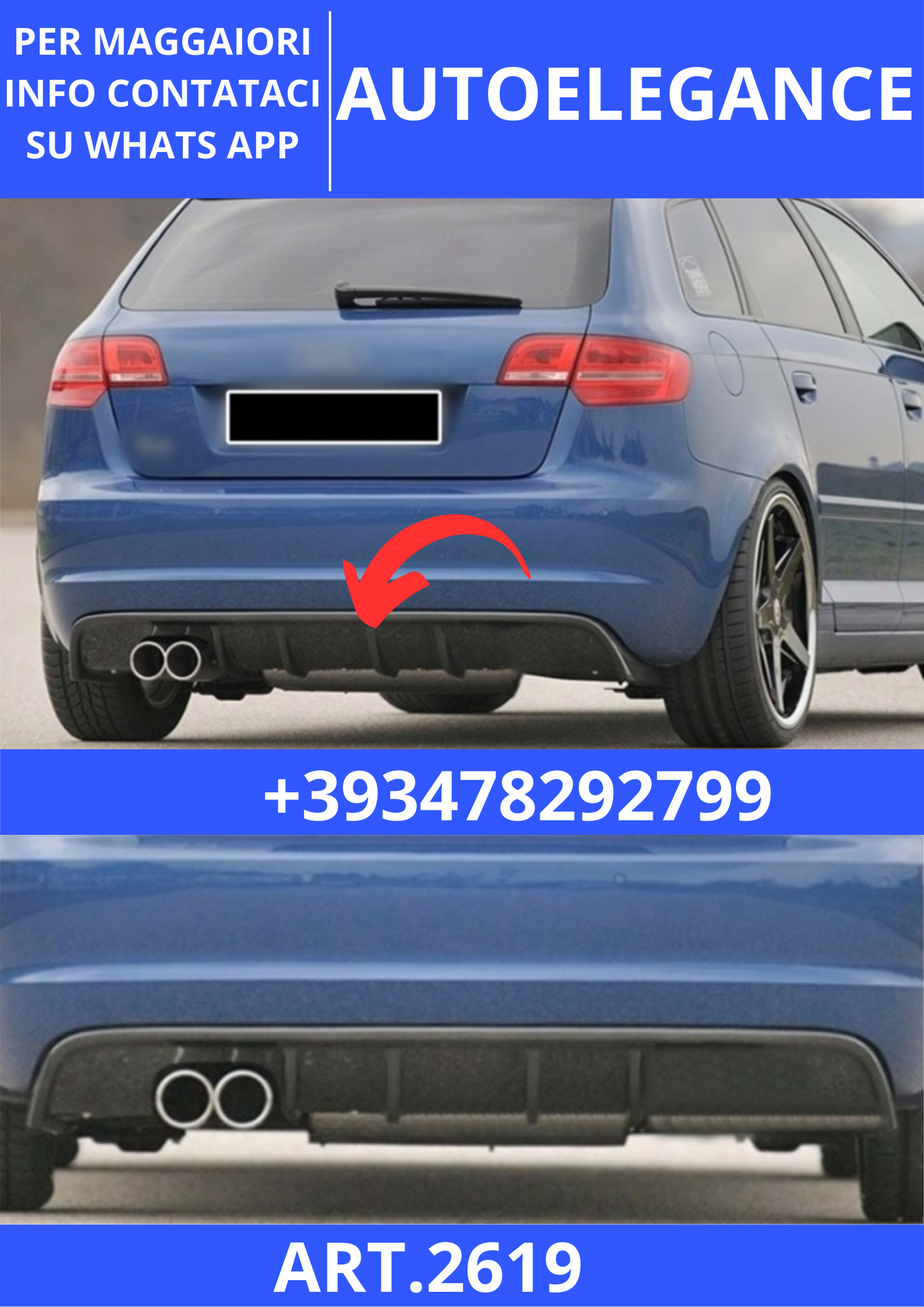 💫ART.2619 Diffusore S3 4 Porte Audi A3 8P FL2 SB 2008+💫