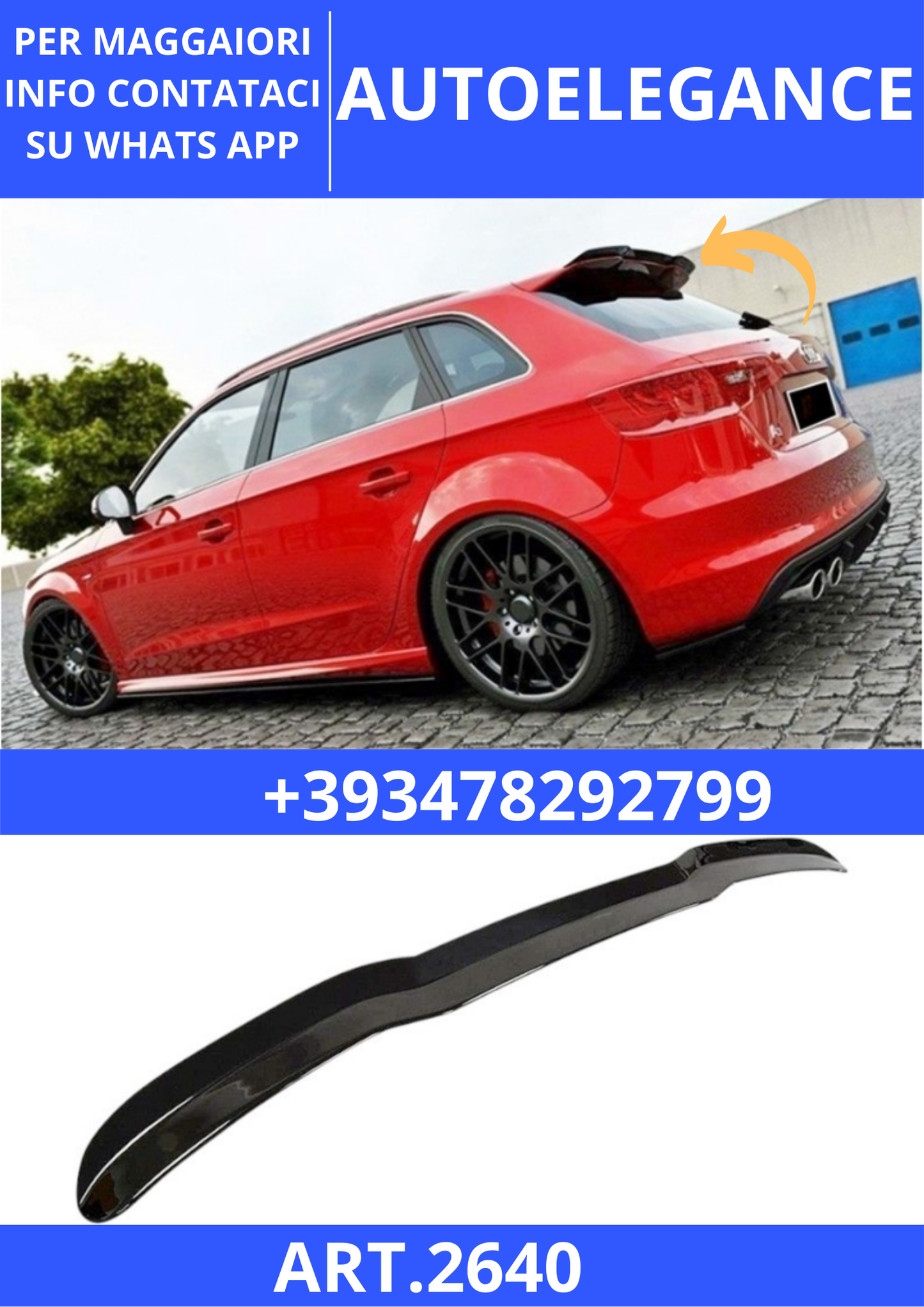 💫ART.2640 Spoiler S3 Cap Style per Audi A3 8V SB 2012+💫