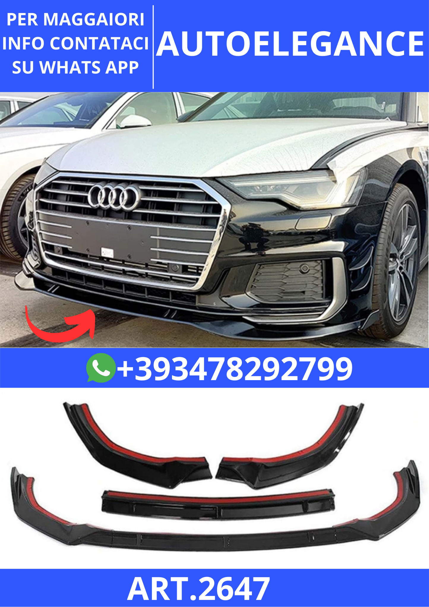 💫ART.2647 Splitter V3 3-pezzi Audi A6 C8 2018+💫