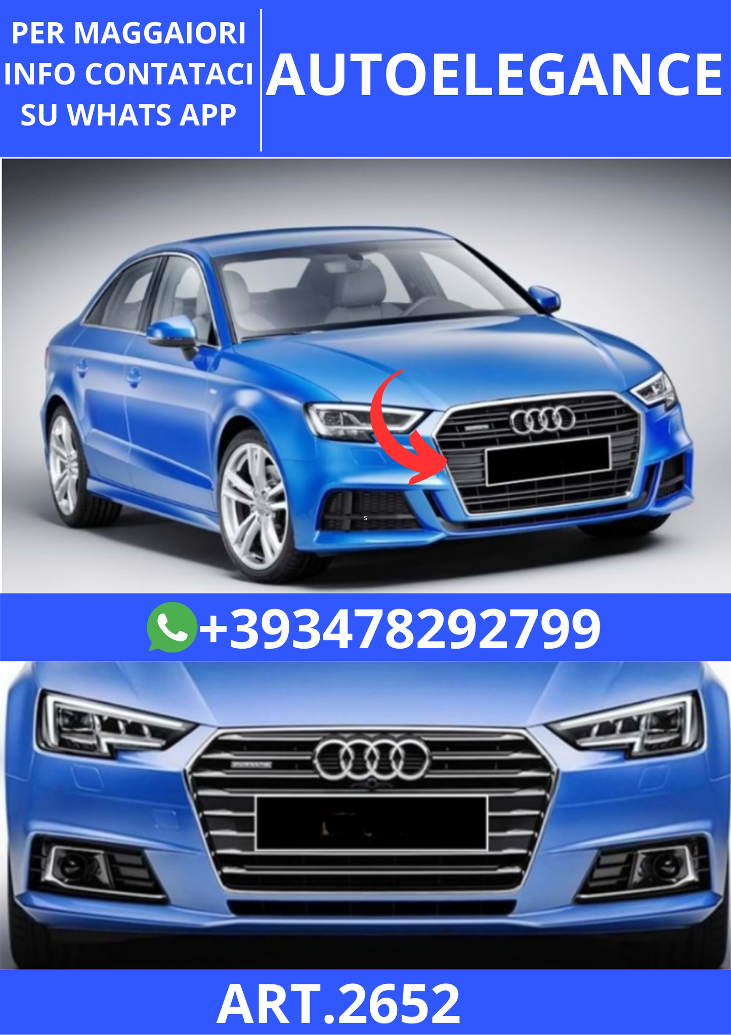 💫ART.2652 Paraurti Anteriore S4 Style Audi A4 2016+💫 (Copia)