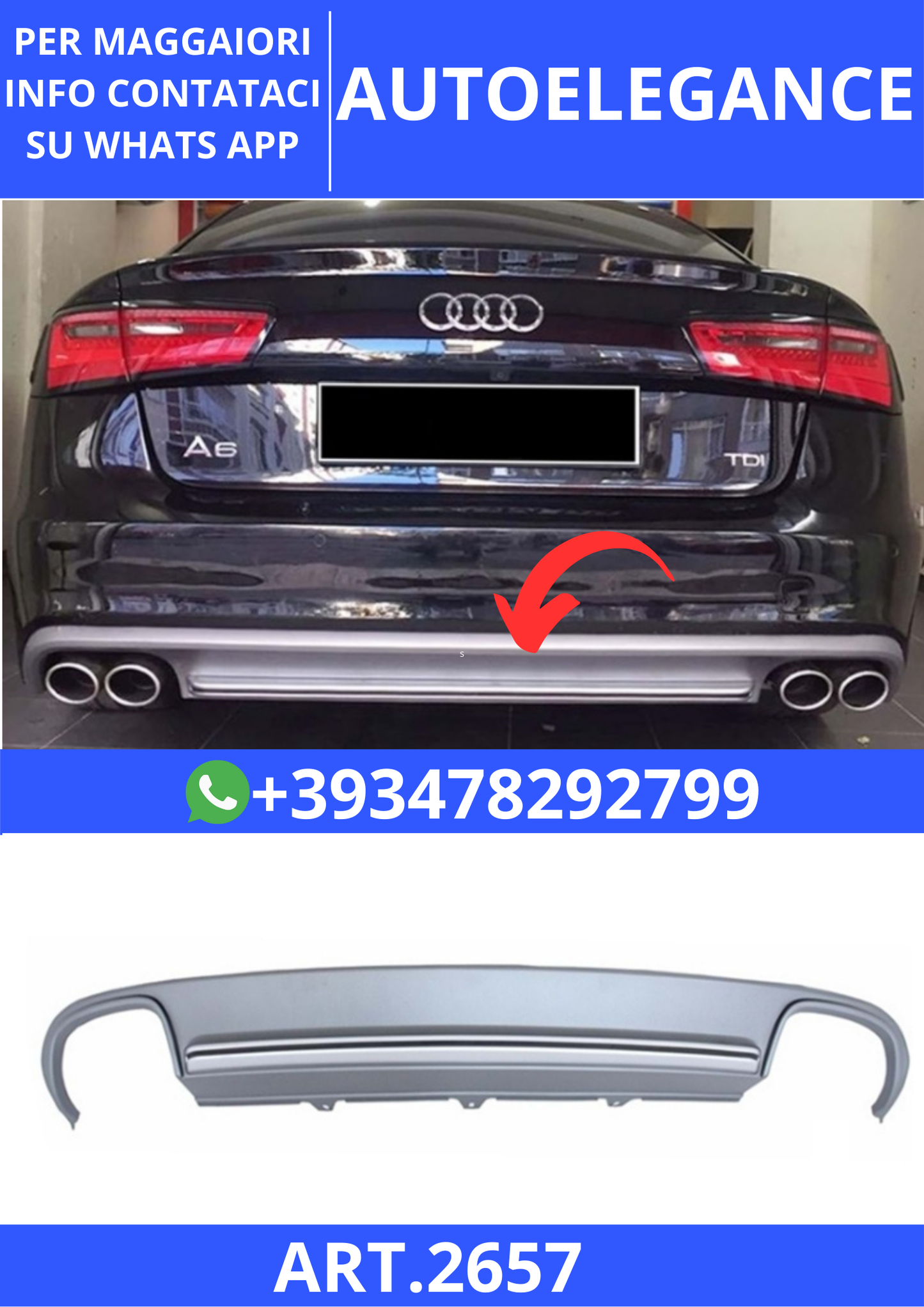 💫ART.2657 Diffusore S6 Style Audi A6 8V 2012+💫