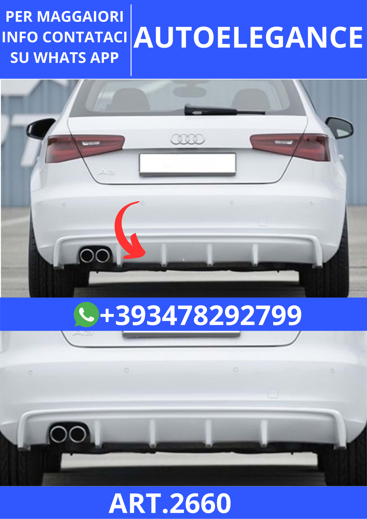 💫ART.2660 Diffusore Rieger Style Audi A3 8V 2012+💫