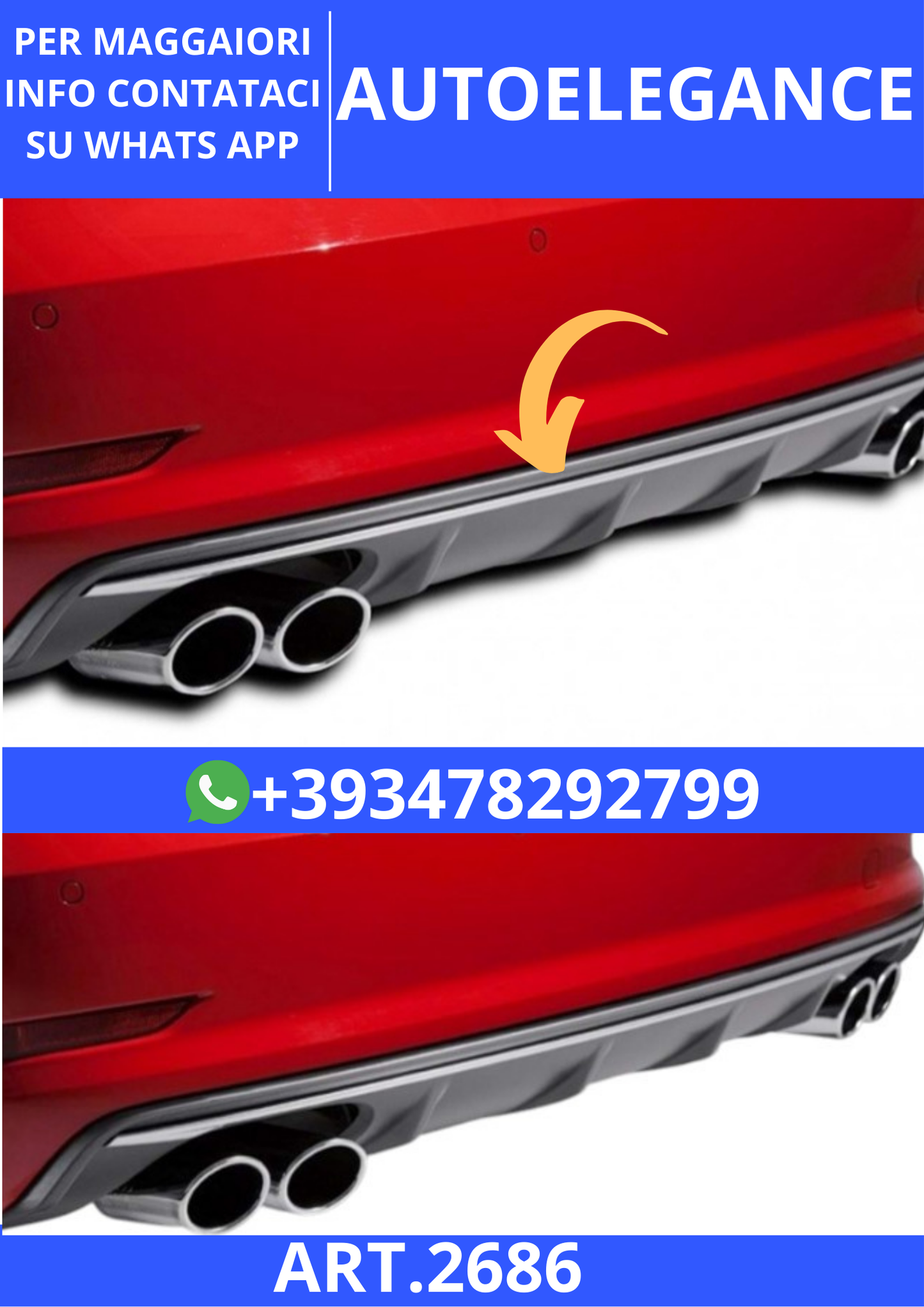 💫ART.2686 Diffusore S3 Style Audi A3 8V SD 2012+💫