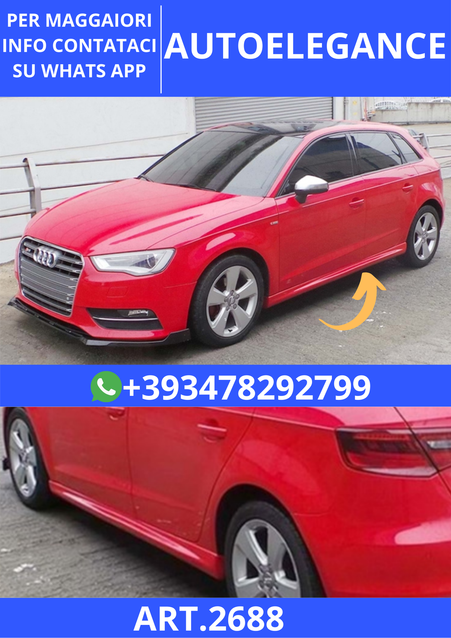 💫ART.2688 Minigonne S3 Style Audi A3 8V SB 2012+💫