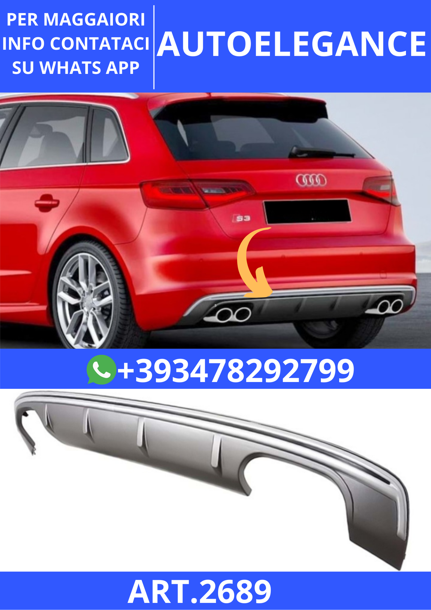 💫ART.2689 Diffusore S3 Audi A3 8V 2012+💫