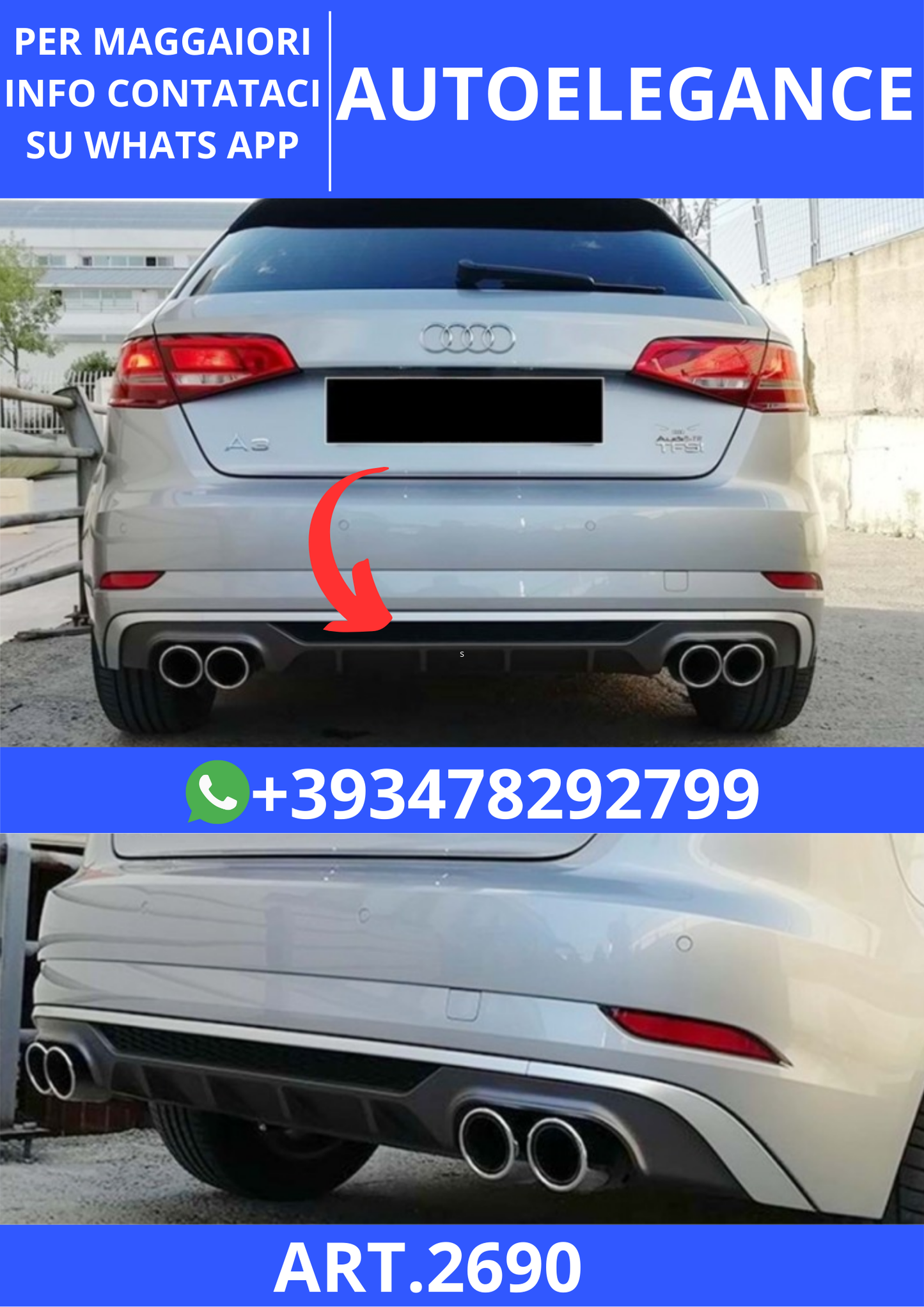 💫ART.2690 Diffusore S3 Audi A3 8V FL 2017+💫
