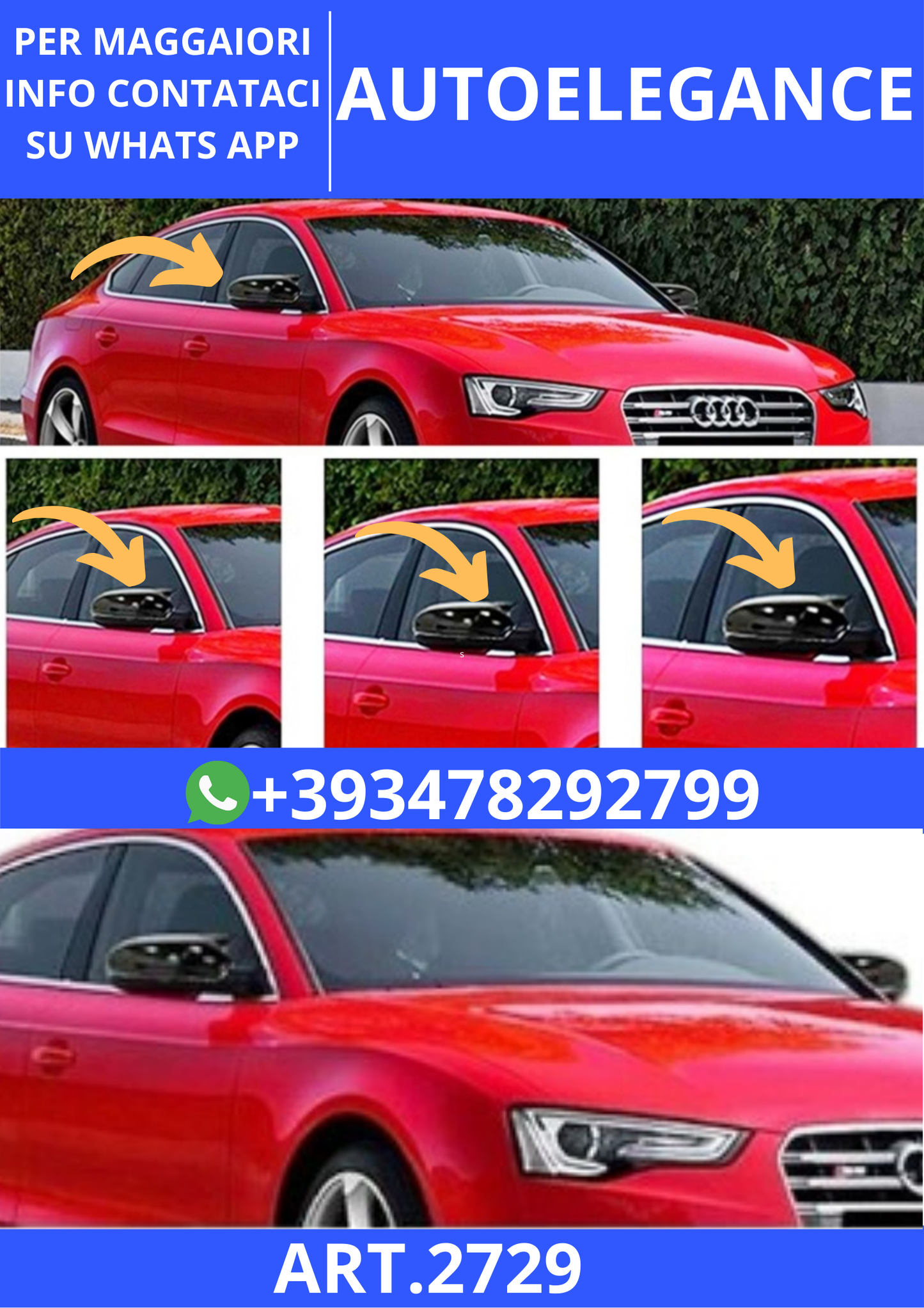 💫ART.2729 Calotte Specchio Batman V1 Style Audi A5 8T3 2007+💫