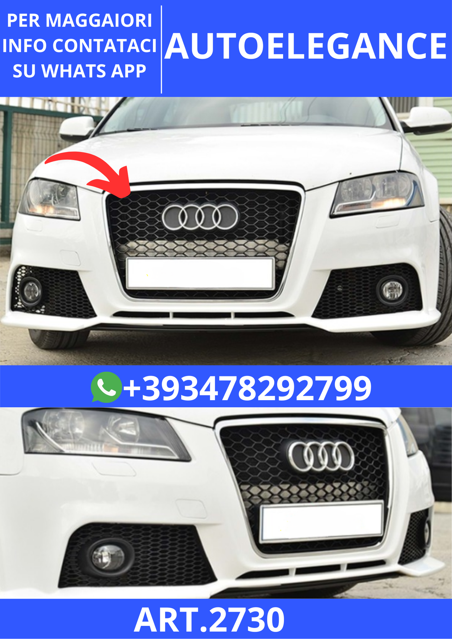 💫ART.2730 Griglia Anteriore RS3 Style Audi A3 8P 2008+💫