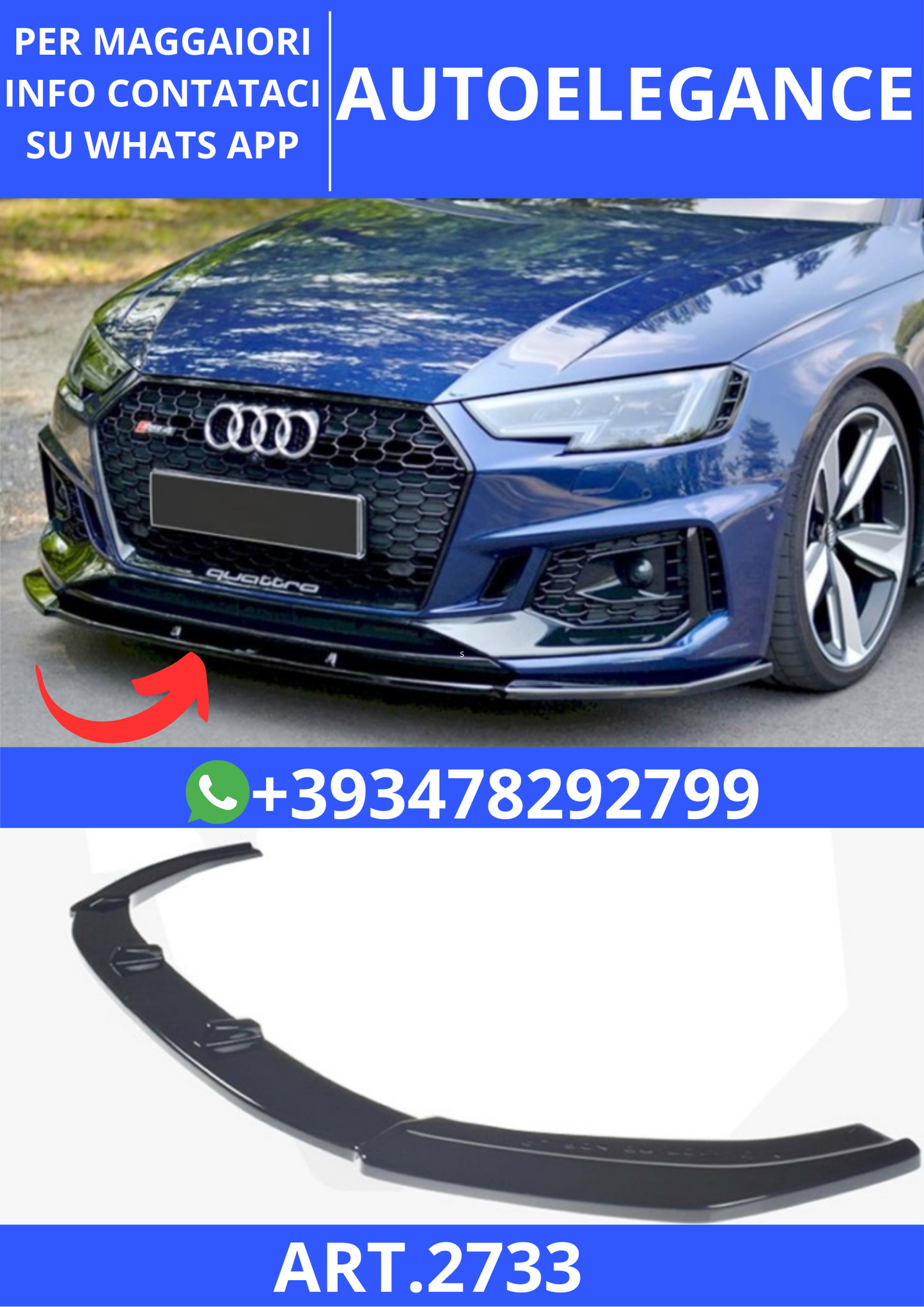 💫ART.2733 Splitter RS4 V1 Audi A4 B9 2016+💫