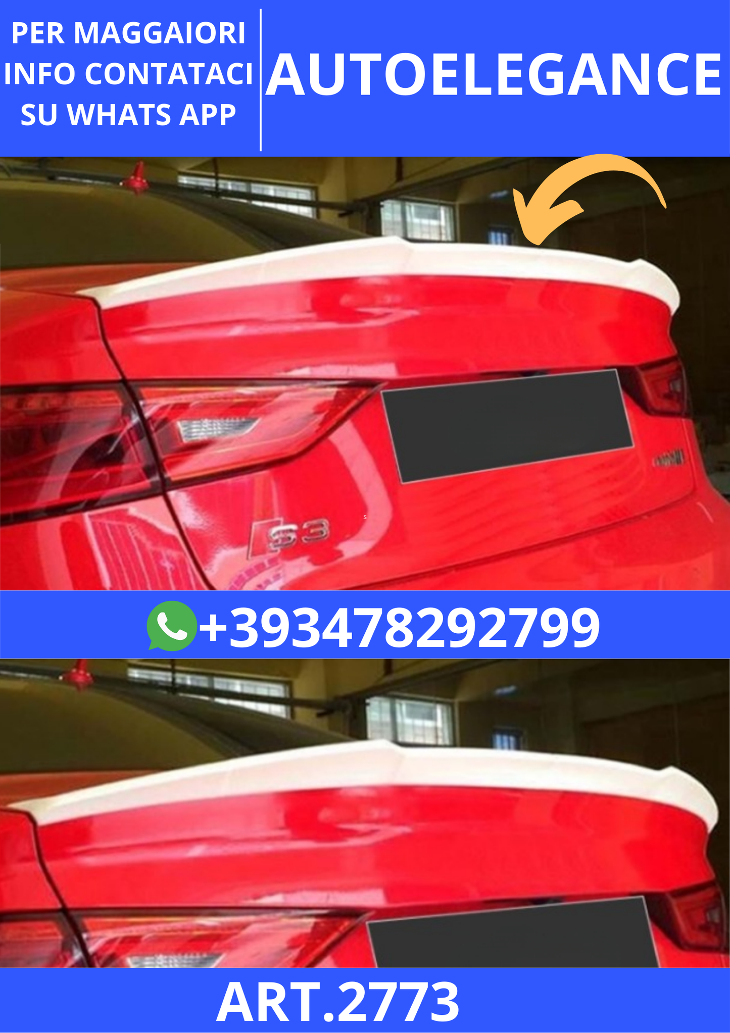 💫ART.2773 Spoiler M4 V1P Style Audi A3 8V SD 2012+💫
