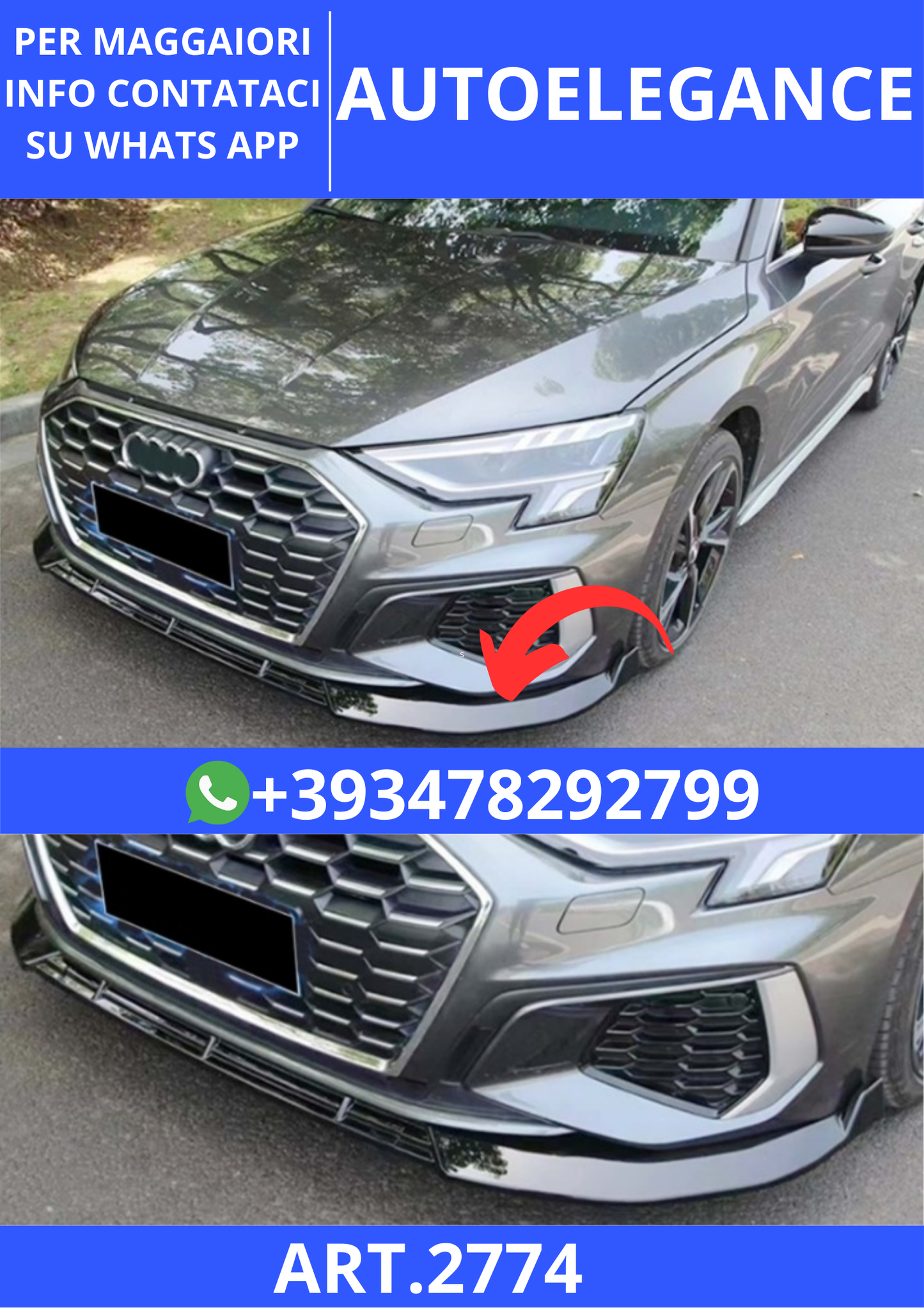 💫ART.2774 Splitter S Line V2 Audi A3 8Y HB, S 2020+💫