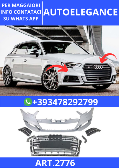 💫ART.2776 Paraurti Anteriore S3 Style Audi A3 8V FL HB 2017+💫