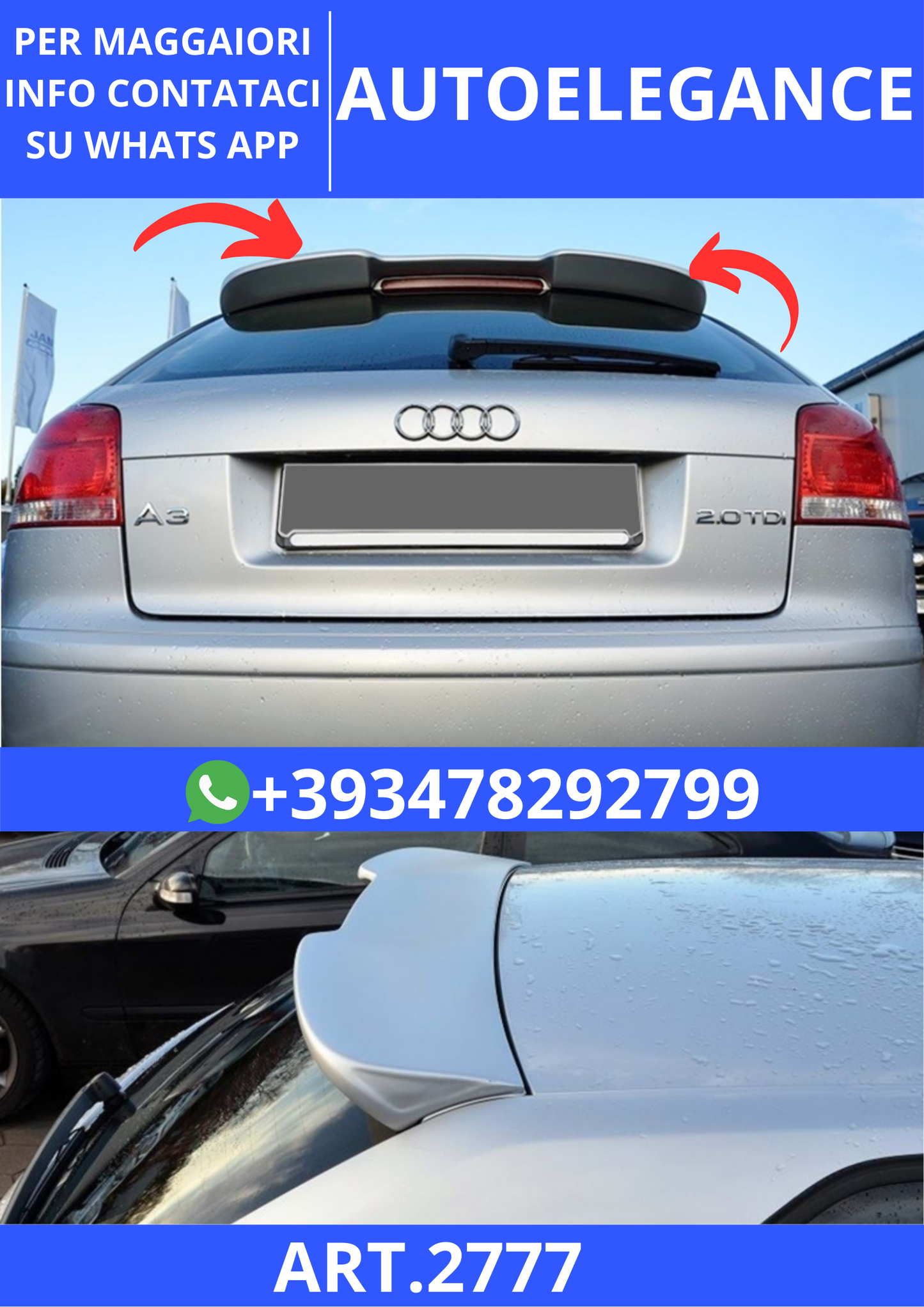 💫ART.2777 Spoiler RS3 Style Audi A3 8P 2D 2003+💫