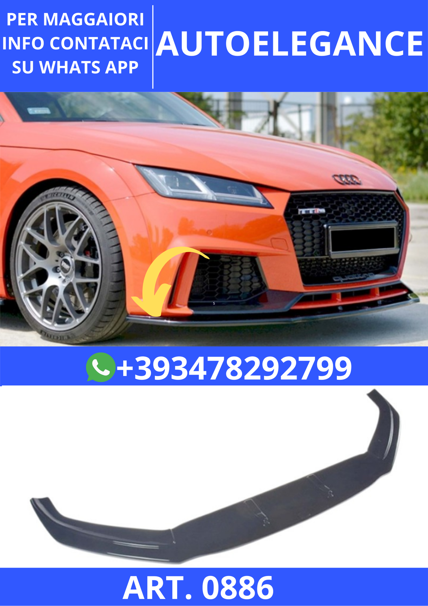 💫ART. 0886 SPLITTER TT FV 8S 2016+ RS NERO LUCIDO LOOK MAXTON V1💫