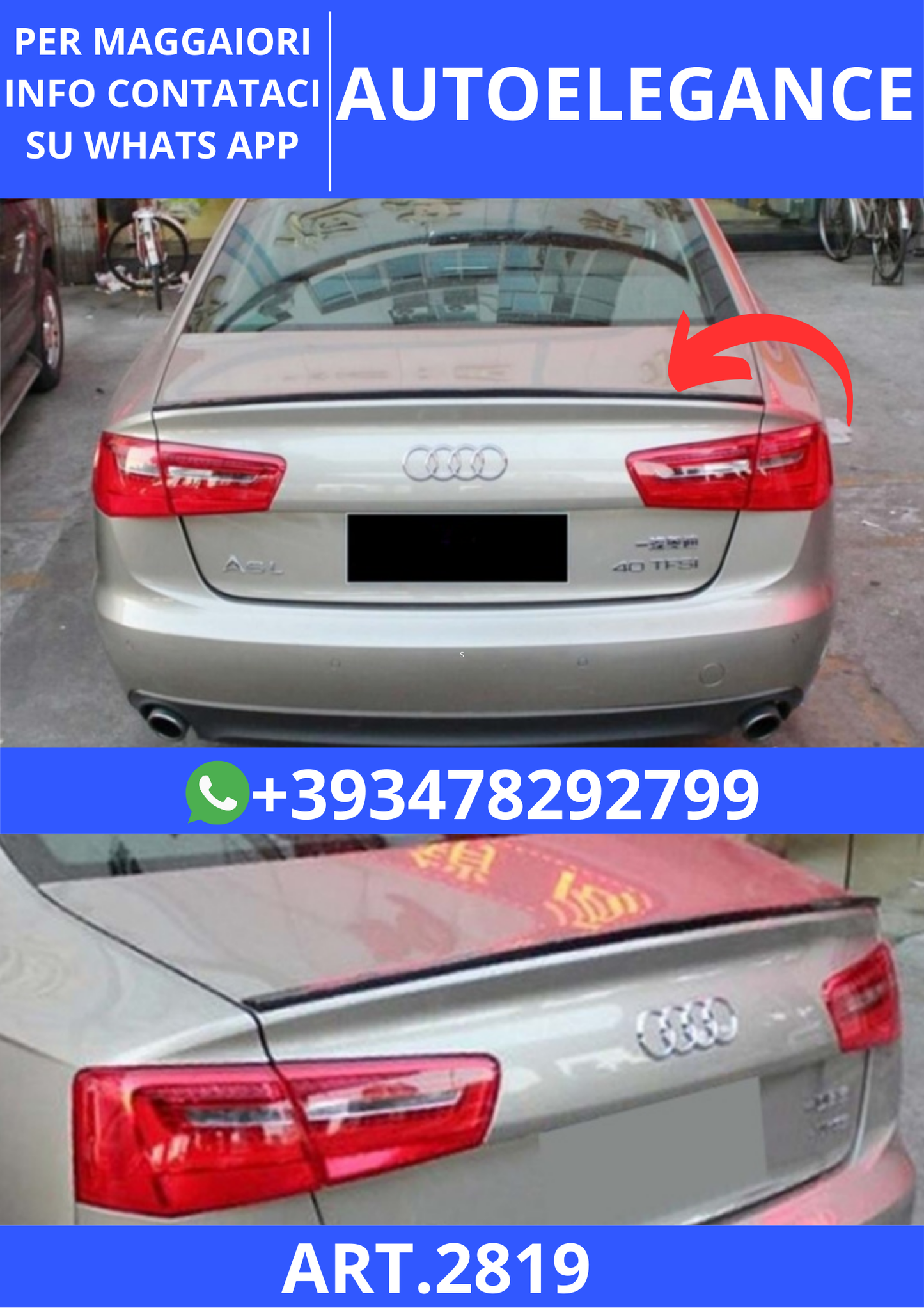 💫ART.2819 Spoiler S6 V2 Style Audi A6 C7 FL 2015+💫