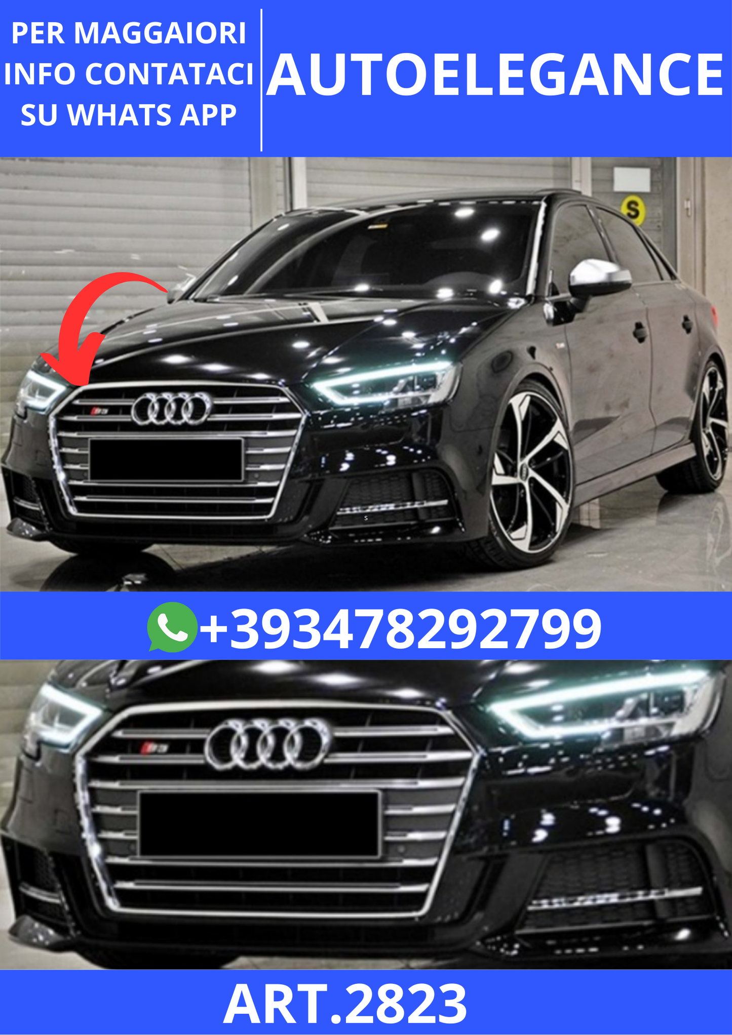 💫ART.2823 Griglia Anteriore S3 Style Audi A3 8V FL 2017+💫