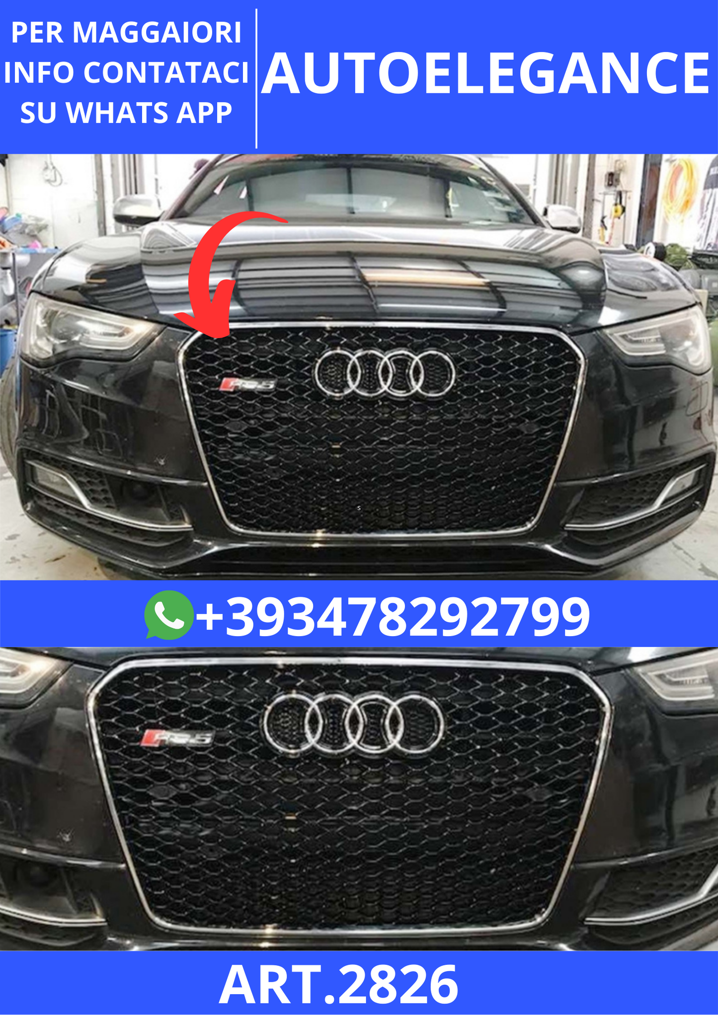 ART.2826 FRG-IA0064CPB Griglia Anteriore RS5 Style Audi A5 B8 FL1, 2 2011+