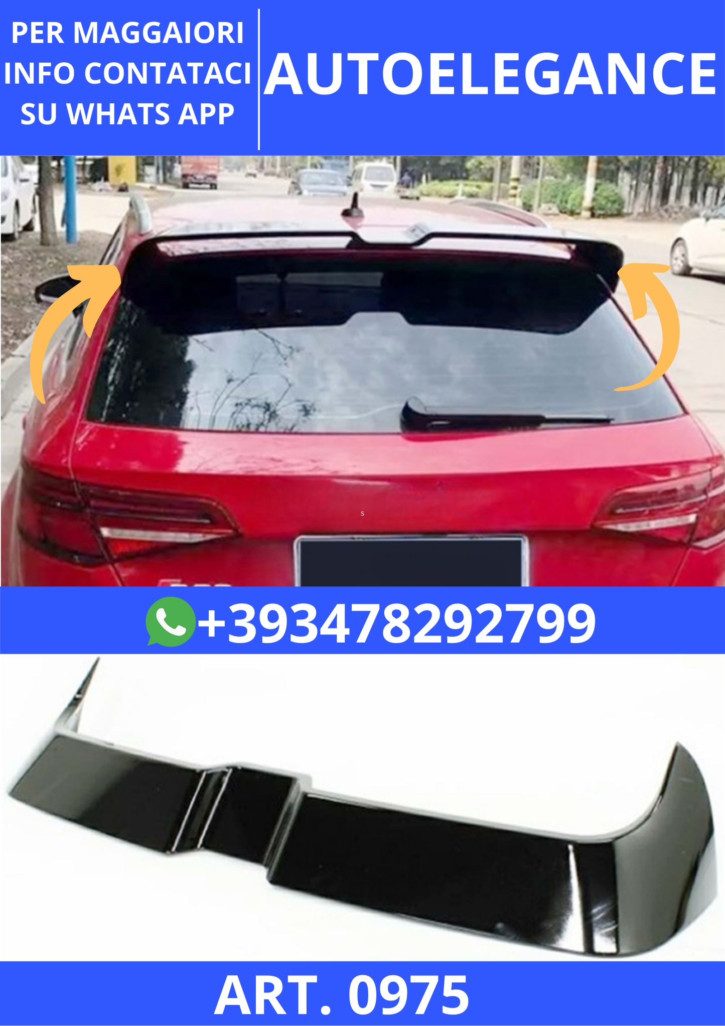 💫ART. 0975 SPOILER RS3 A3 8V 2012-2020 SPORTBACK STANDARD LOOK OETTINGER NERO💫