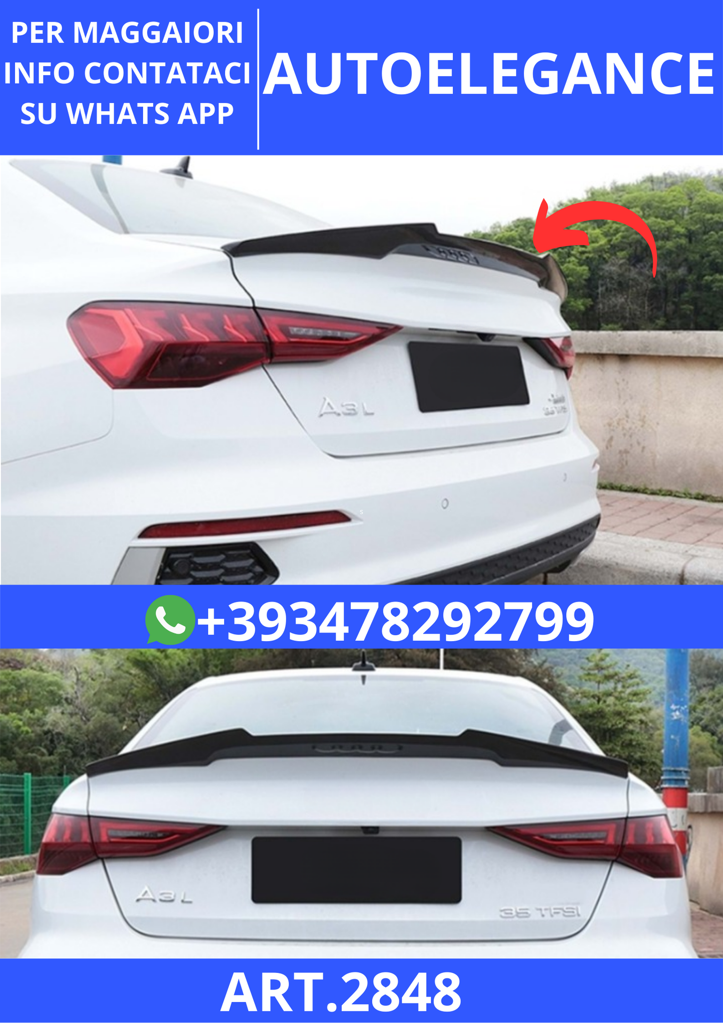 💫ART.2848 Spoiler M4 V2 Style Audi A3 8Y SD 2020+💫